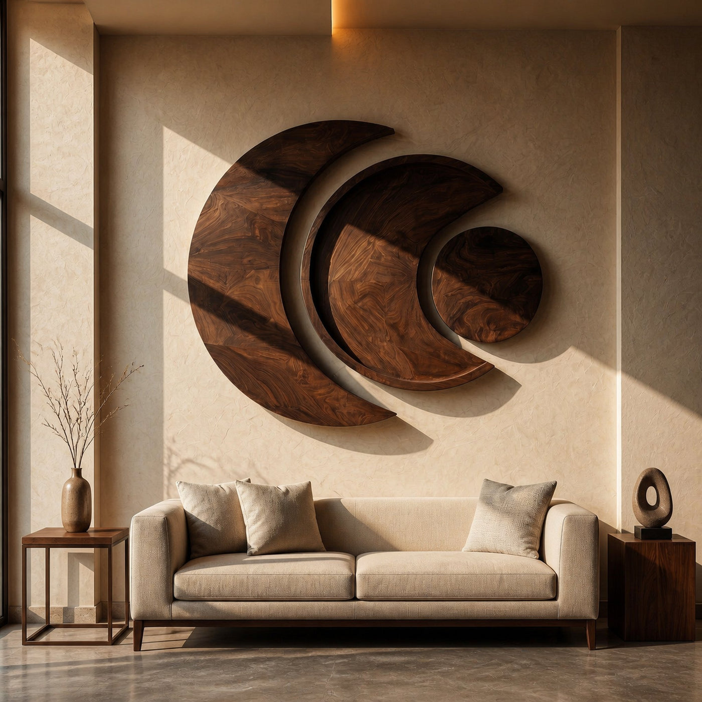 Contemporary Moon Phase Wood Wall Art For Living Decor - product view 7