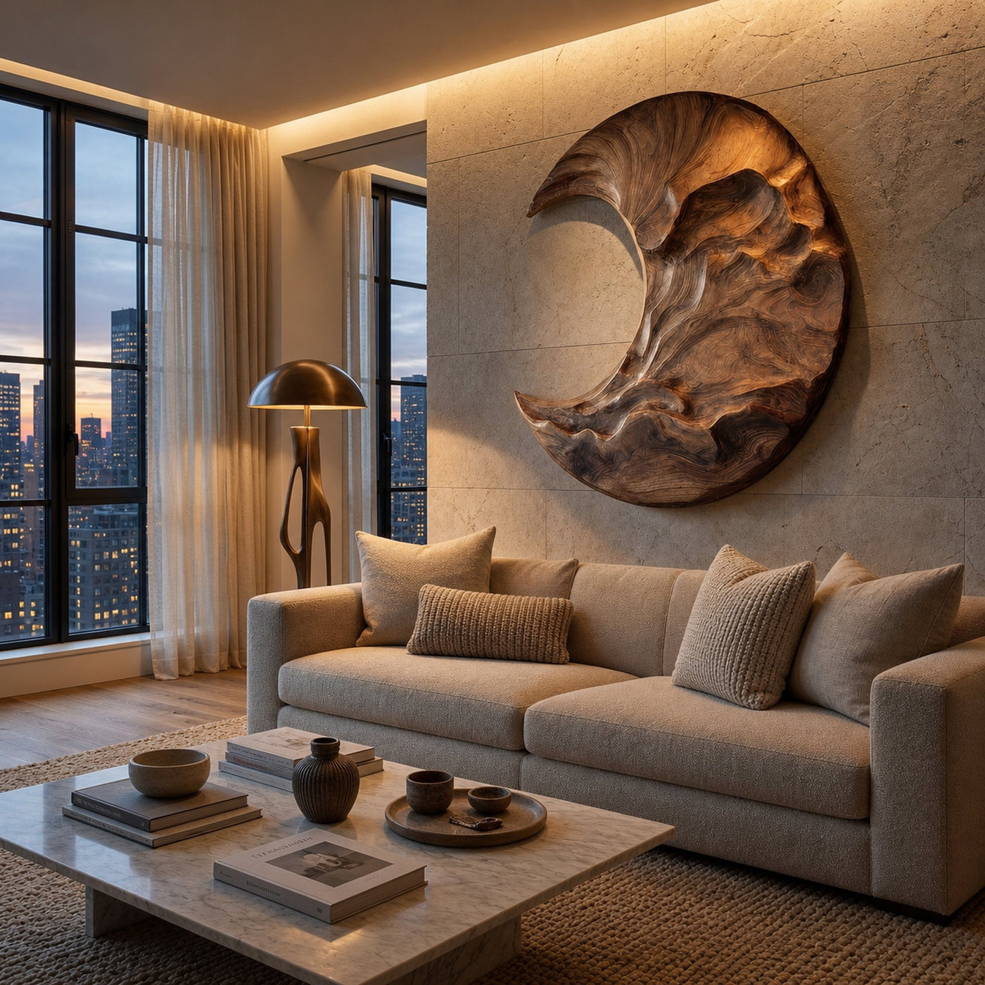 Contemporary Moon Wooden Wall Art For Living Room
