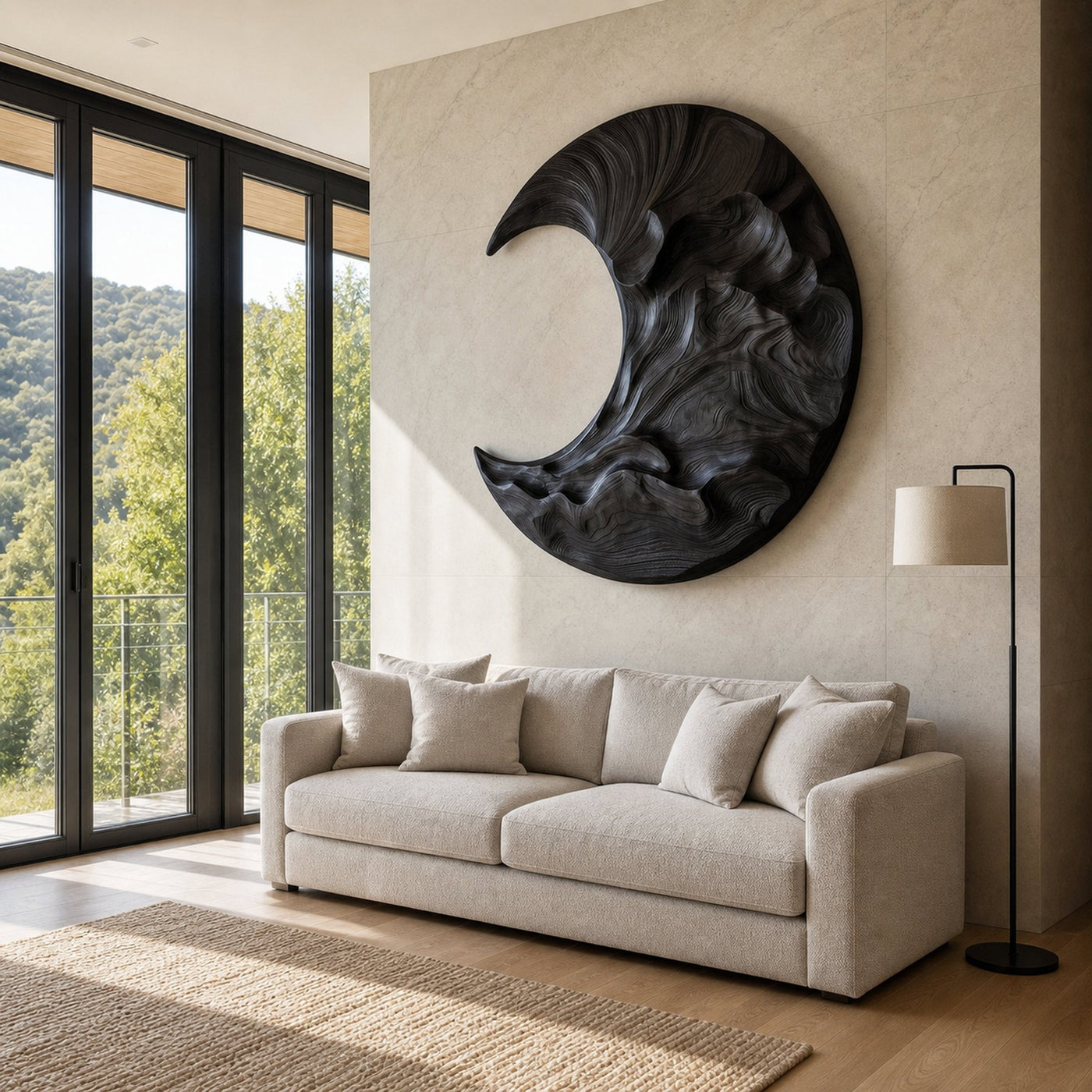 Contemporary Moon Wooden Wall Art For Living Room - product view 4