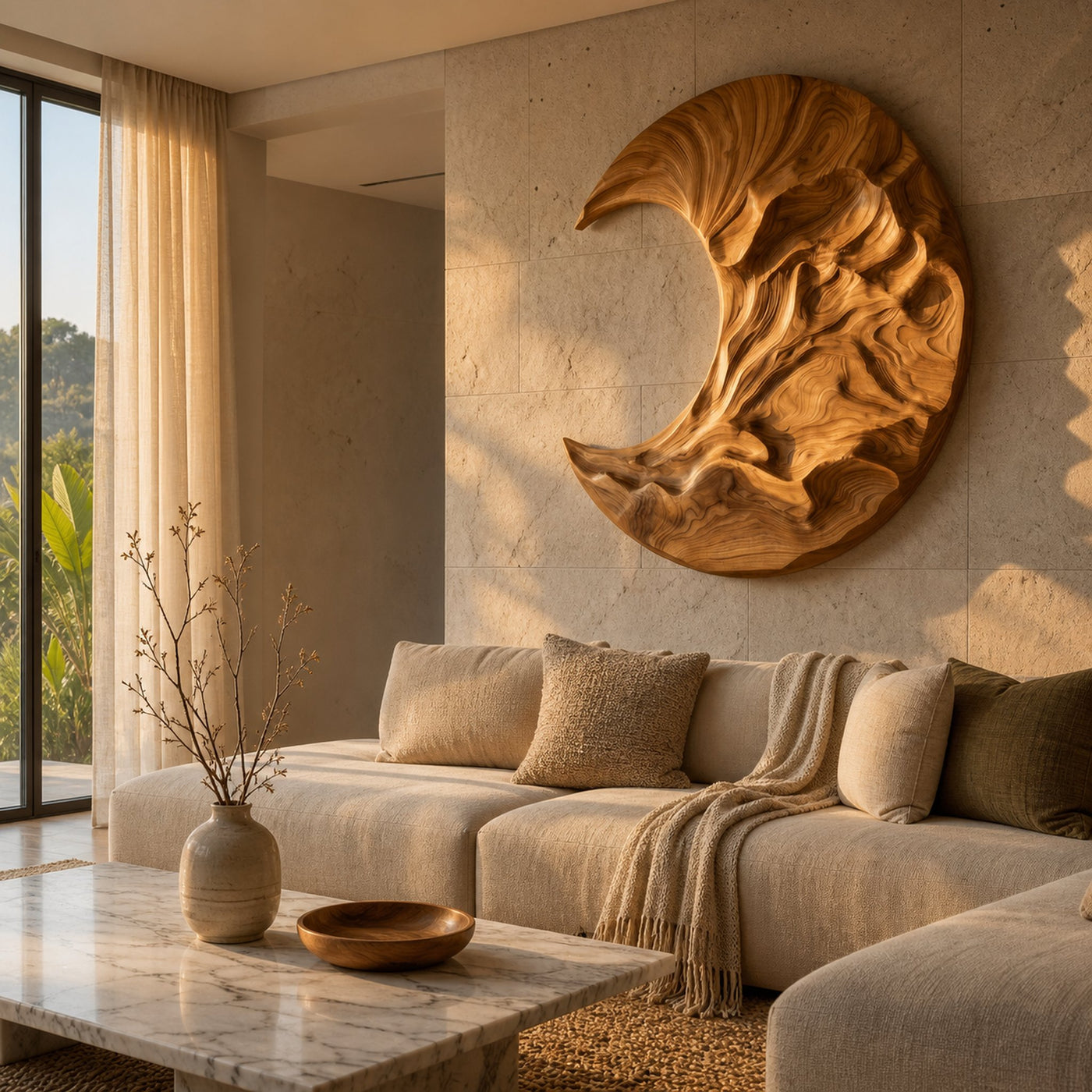 Contemporary Moon Wooden Wall Art For Living Room - product view 5