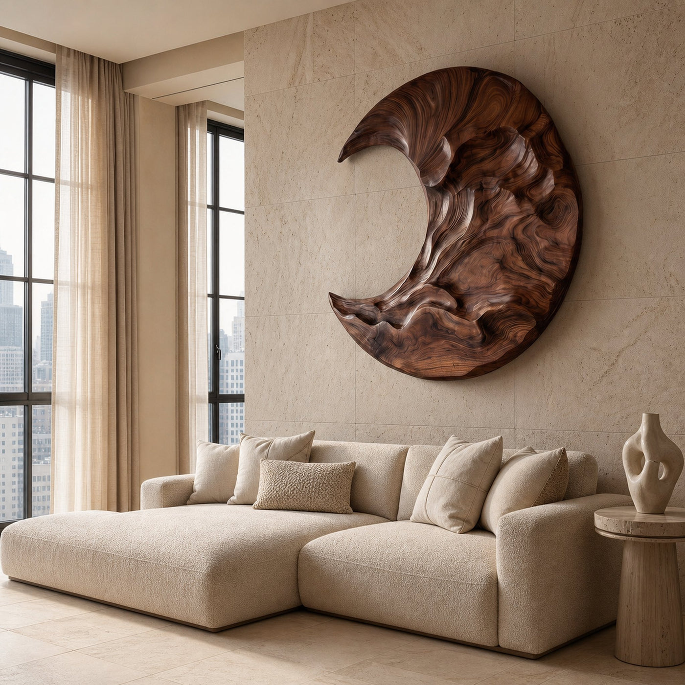 Contemporary Moon Wooden Wall Art For Living Room - product view 7