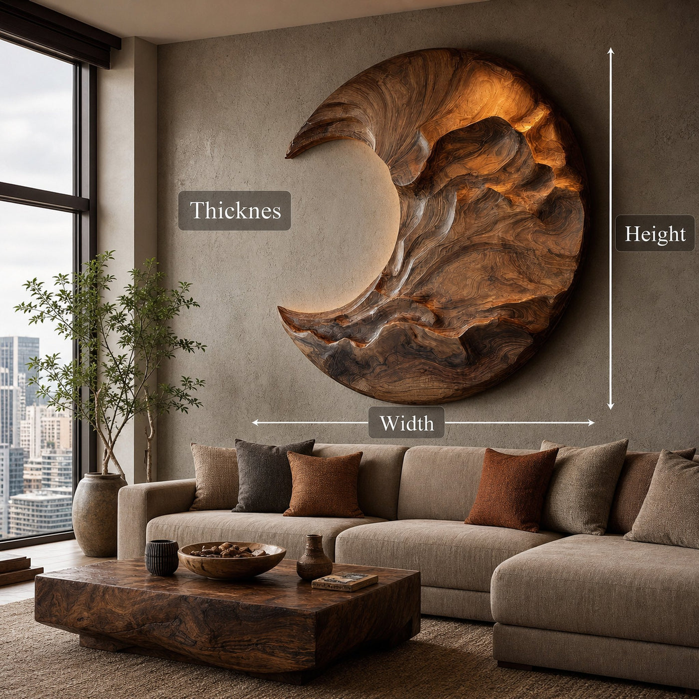 Contemporary Moon Wooden Wall Art For Living Room - product view 8