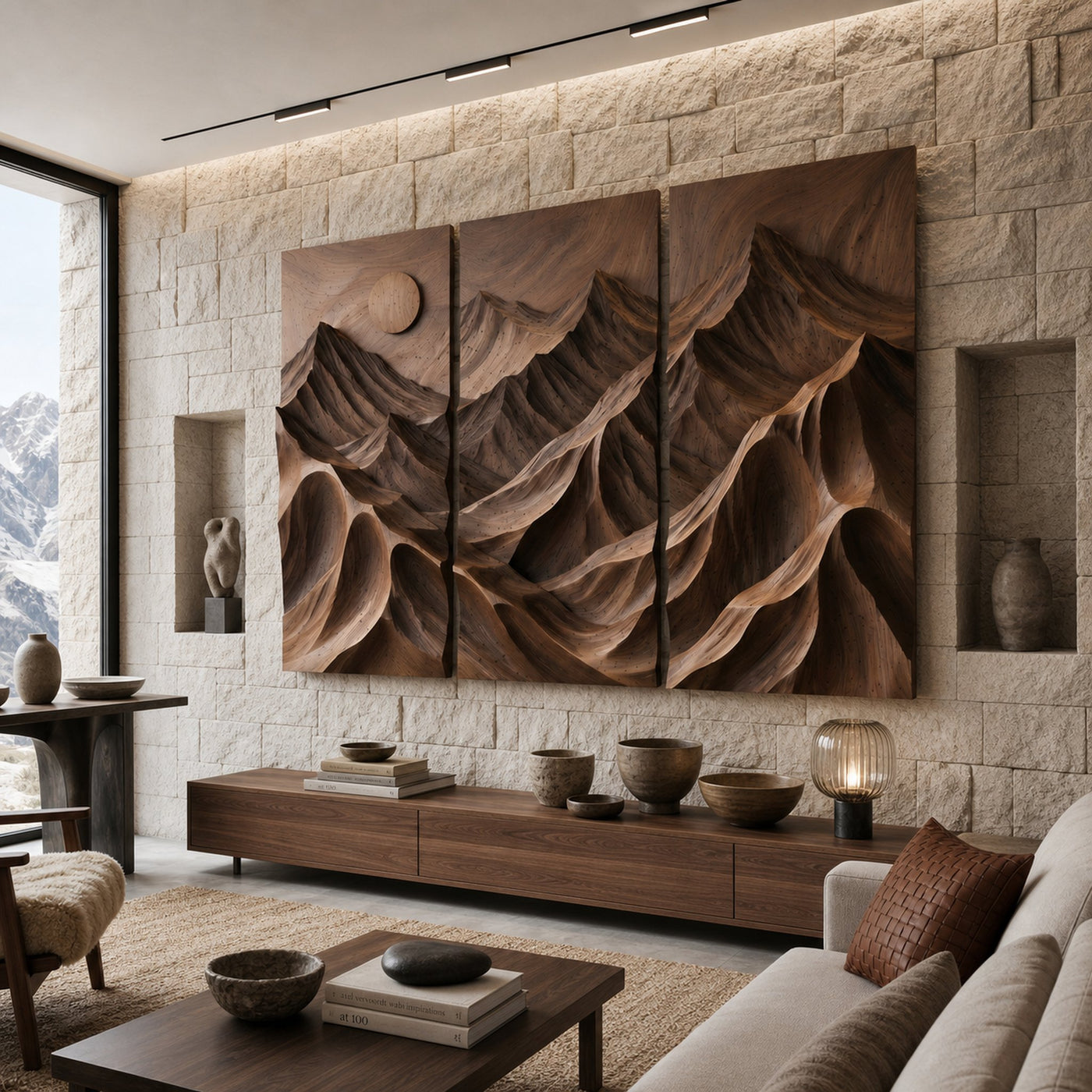 Contemporary Mountain Panel Wall Art For Modern Interior