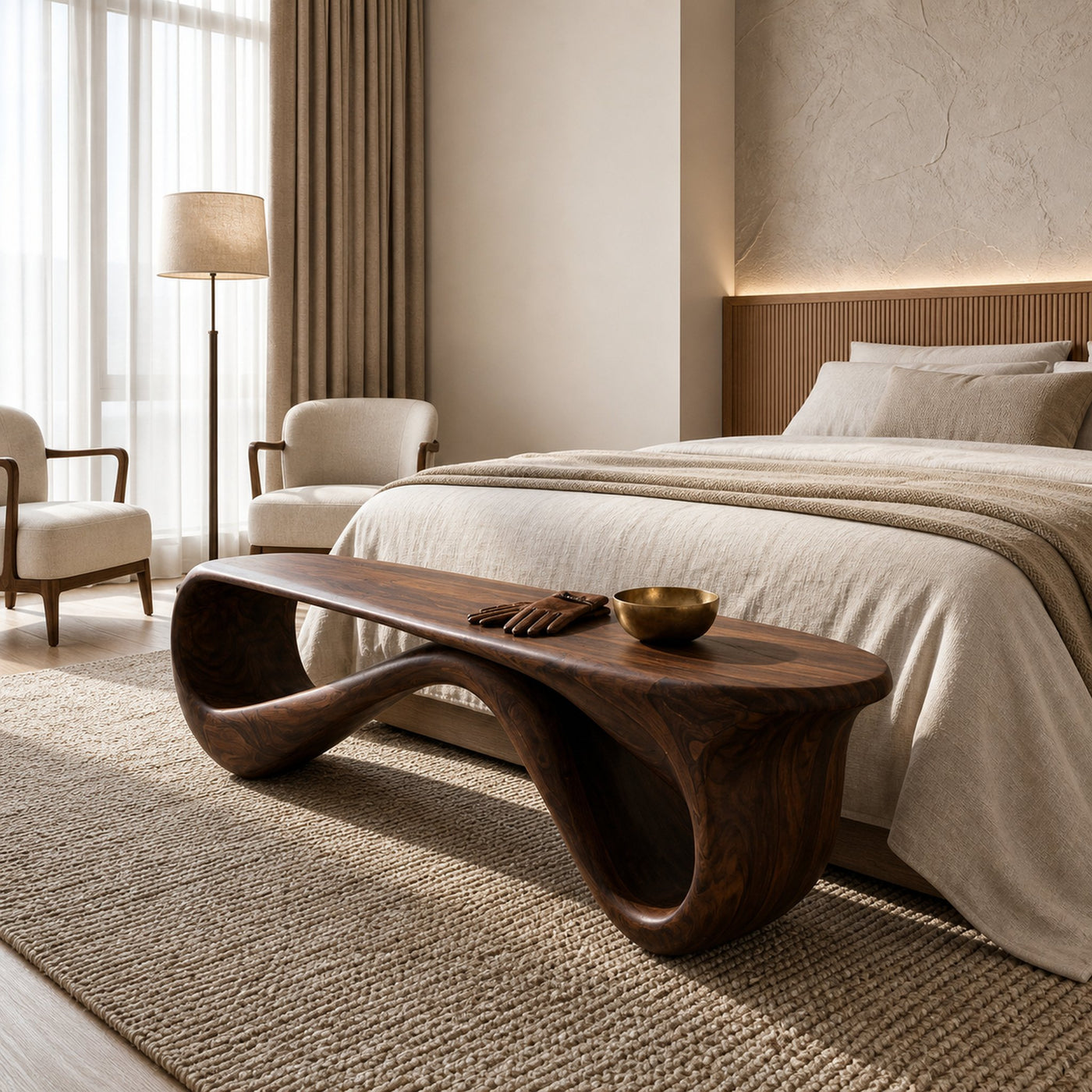 Contemporary Natural Wood Bench For Home Entry Decor - product view 7