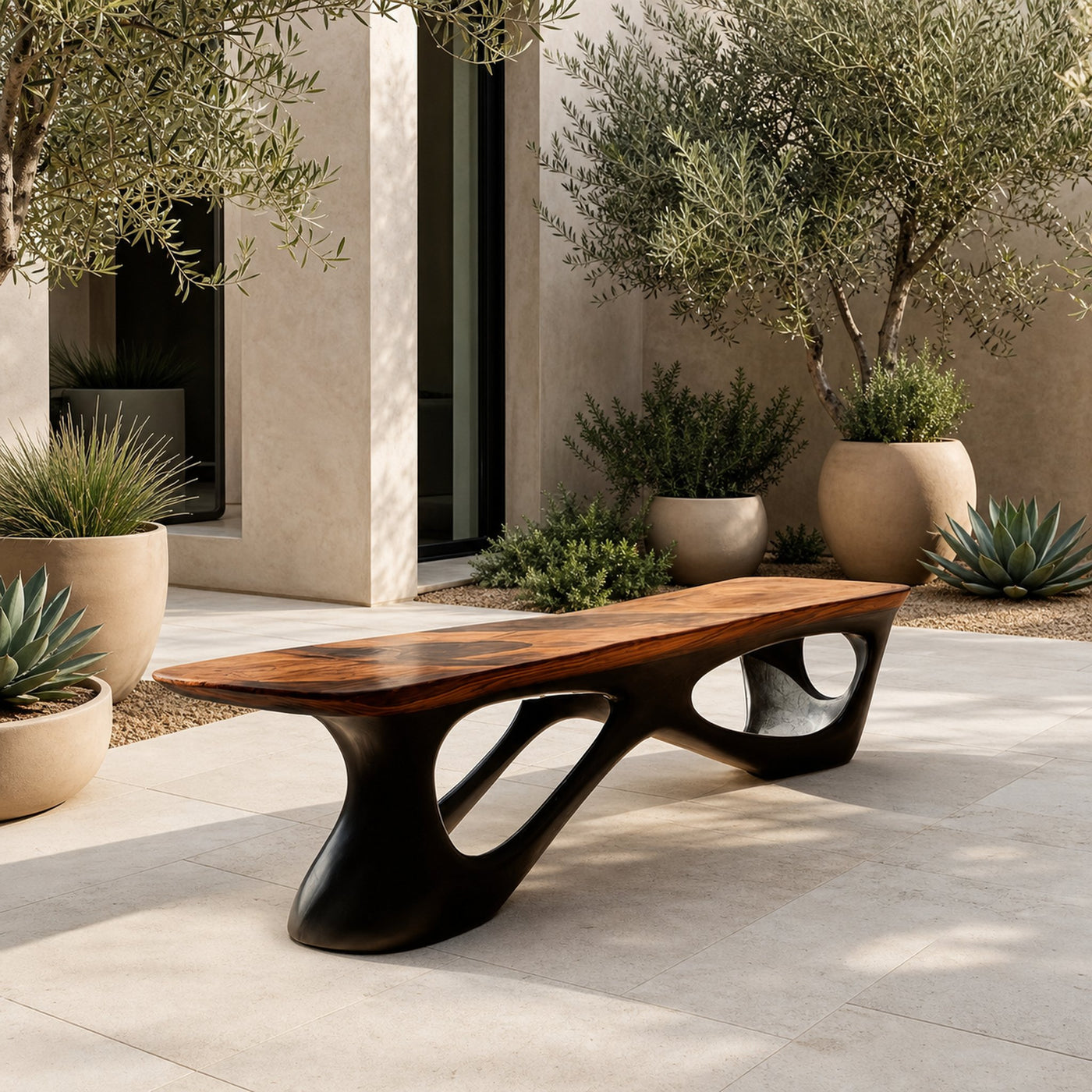 Contemporary Natural Wood Bench For Luxury Window Corner - product view 7