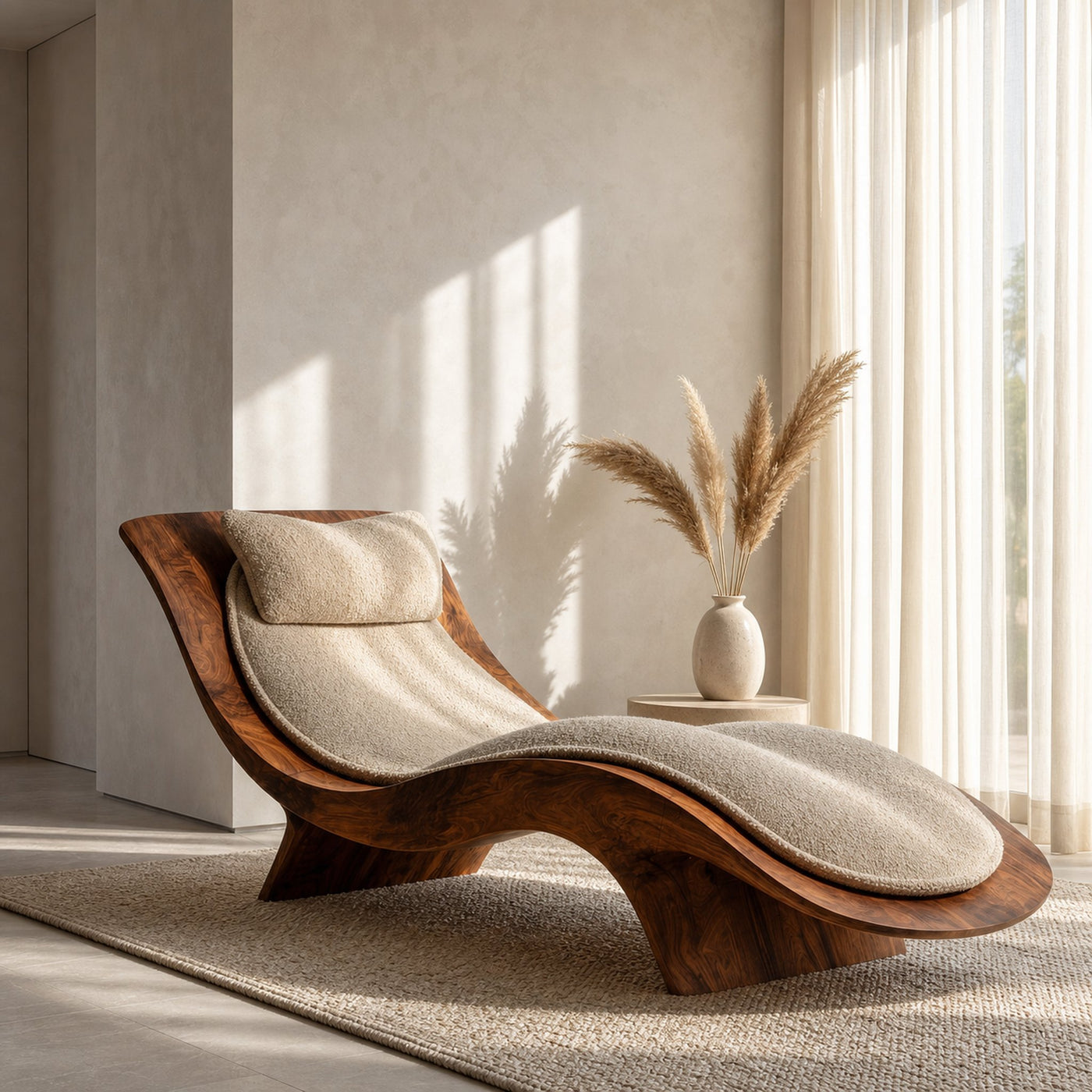 Contemporary Natural Wood Lounge Chair For Living Room