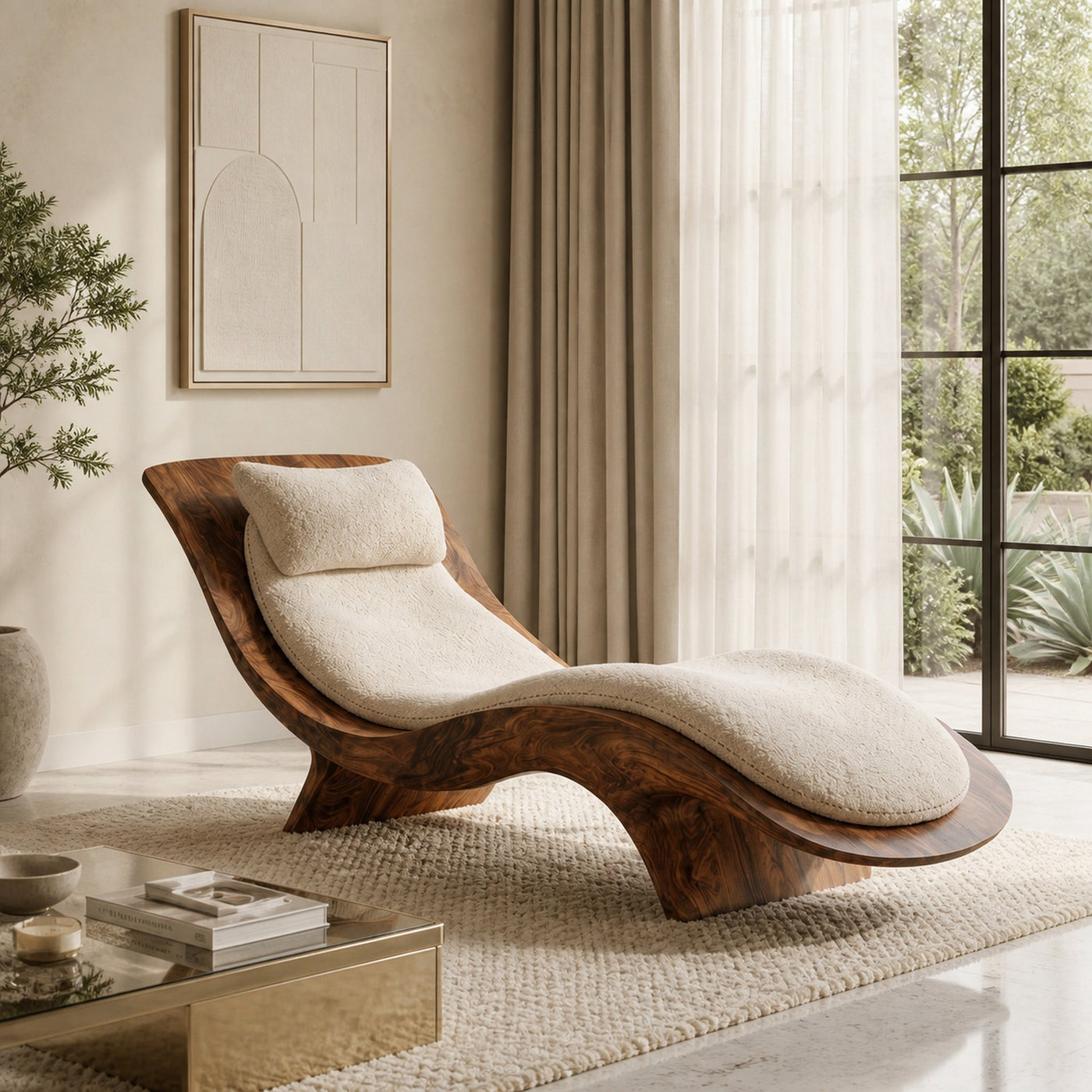 Contemporary Natural Wood Lounge Chair For Living Room - product view 7