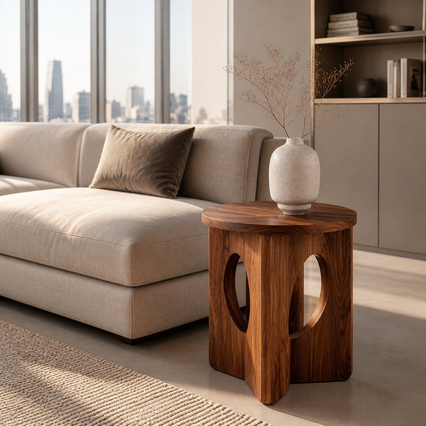 Contemporary Natural Wood Round Side Table For Living Furniture - product view 6