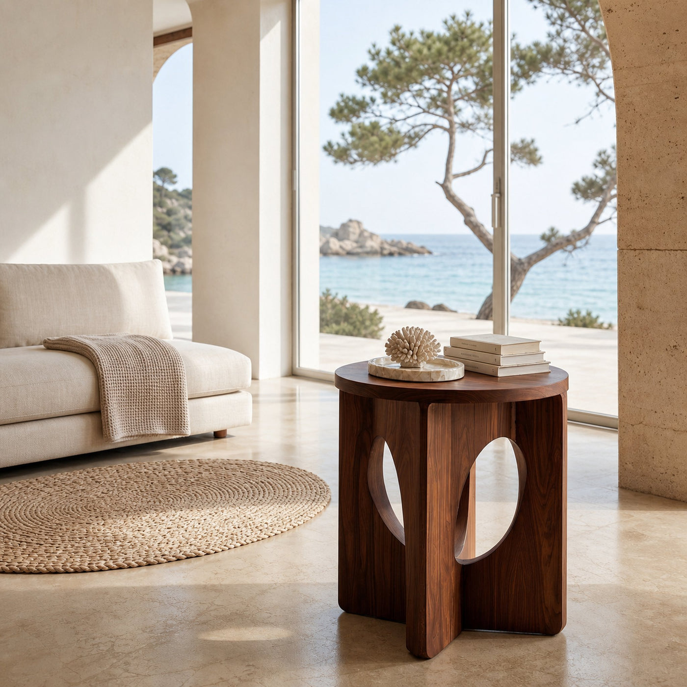 Contemporary Natural Wood Round Side Table For Living Furniture - product view 7
