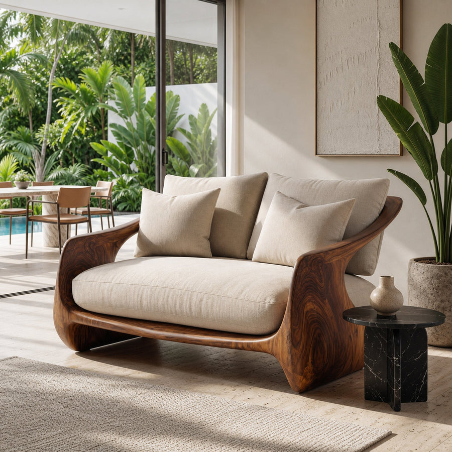 Contemporary Natural Wood Sofa For Modern Minimalist Home