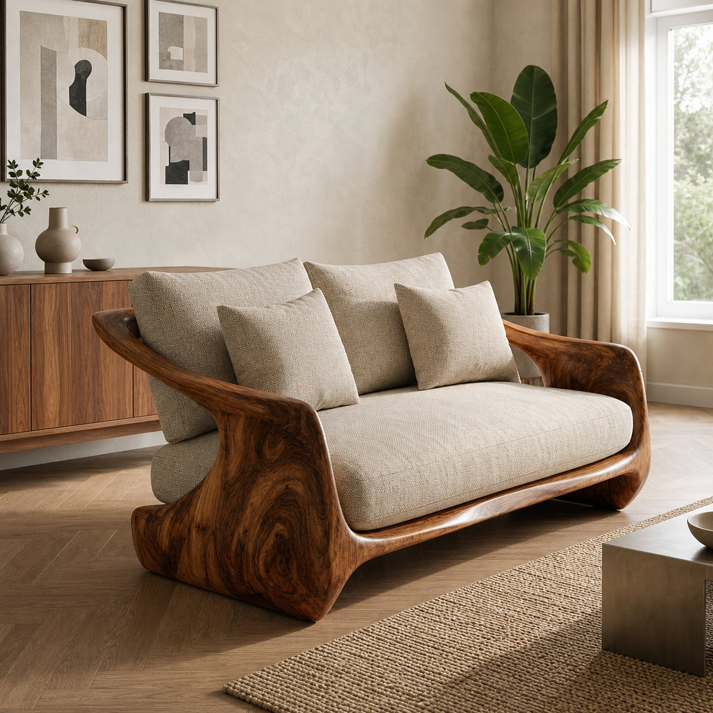 Contemporary Natural Wood Sofa For Modern Minimalist Home - product view 6
