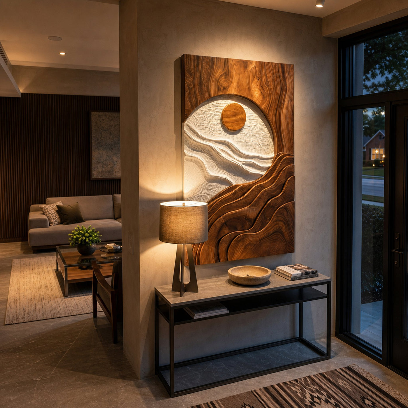 Contemporary Natural Wood Wave Wall Art For Interior Decor - product view 4