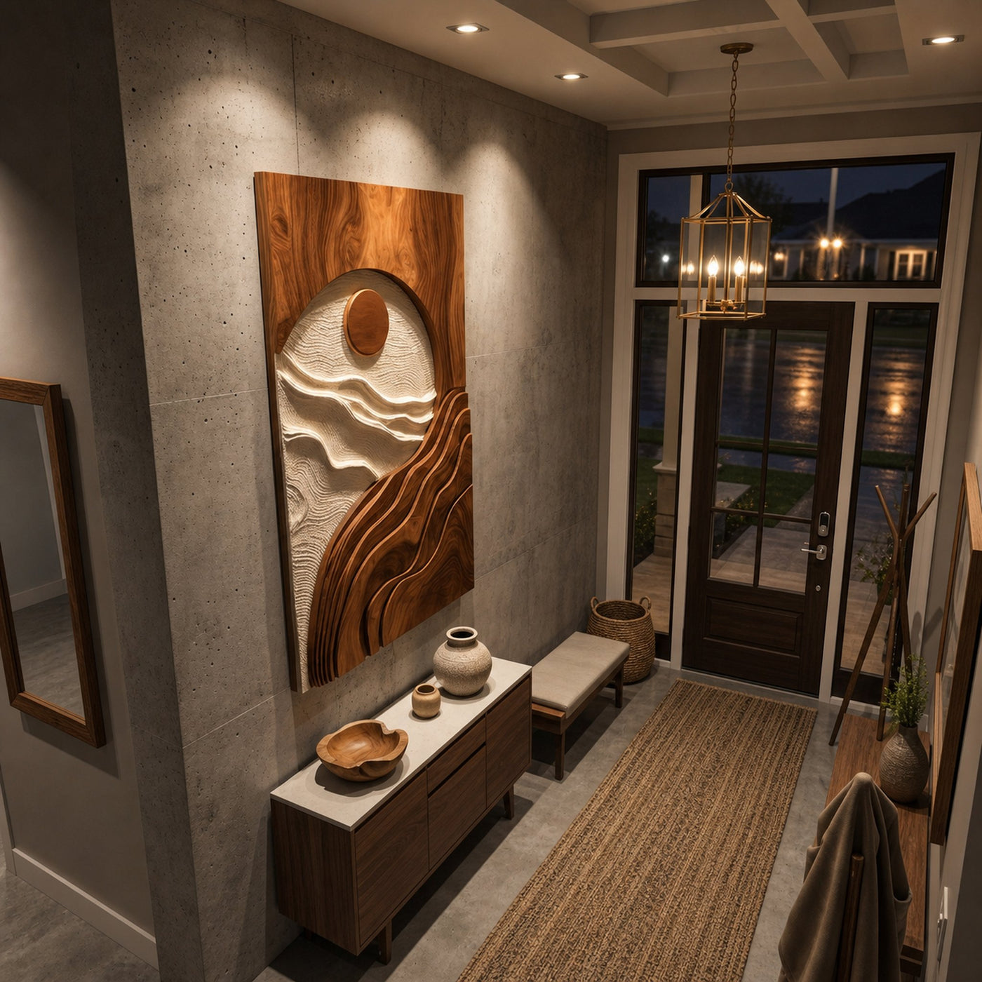 Contemporary Natural Wood Wave Wall Art For Interior Decor - product view 5