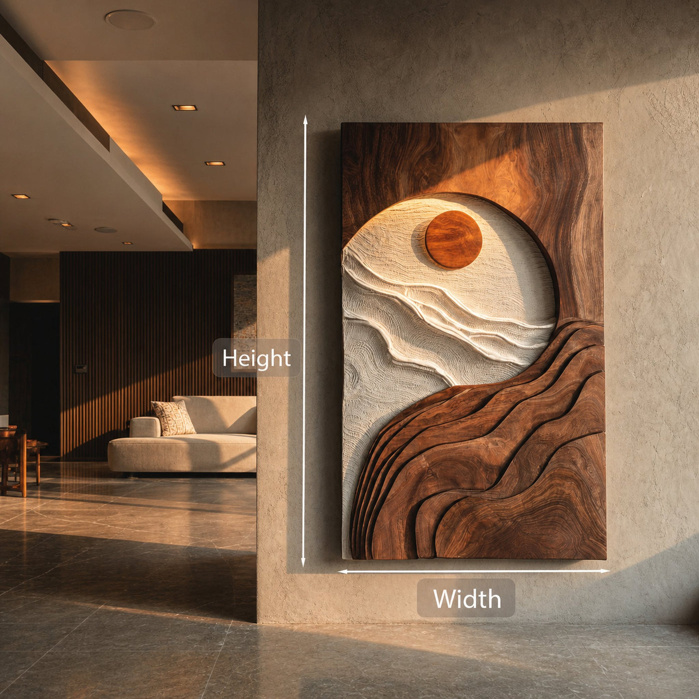 Contemporary Natural Wood Wave Wall Art For Interior Decor - product view 7