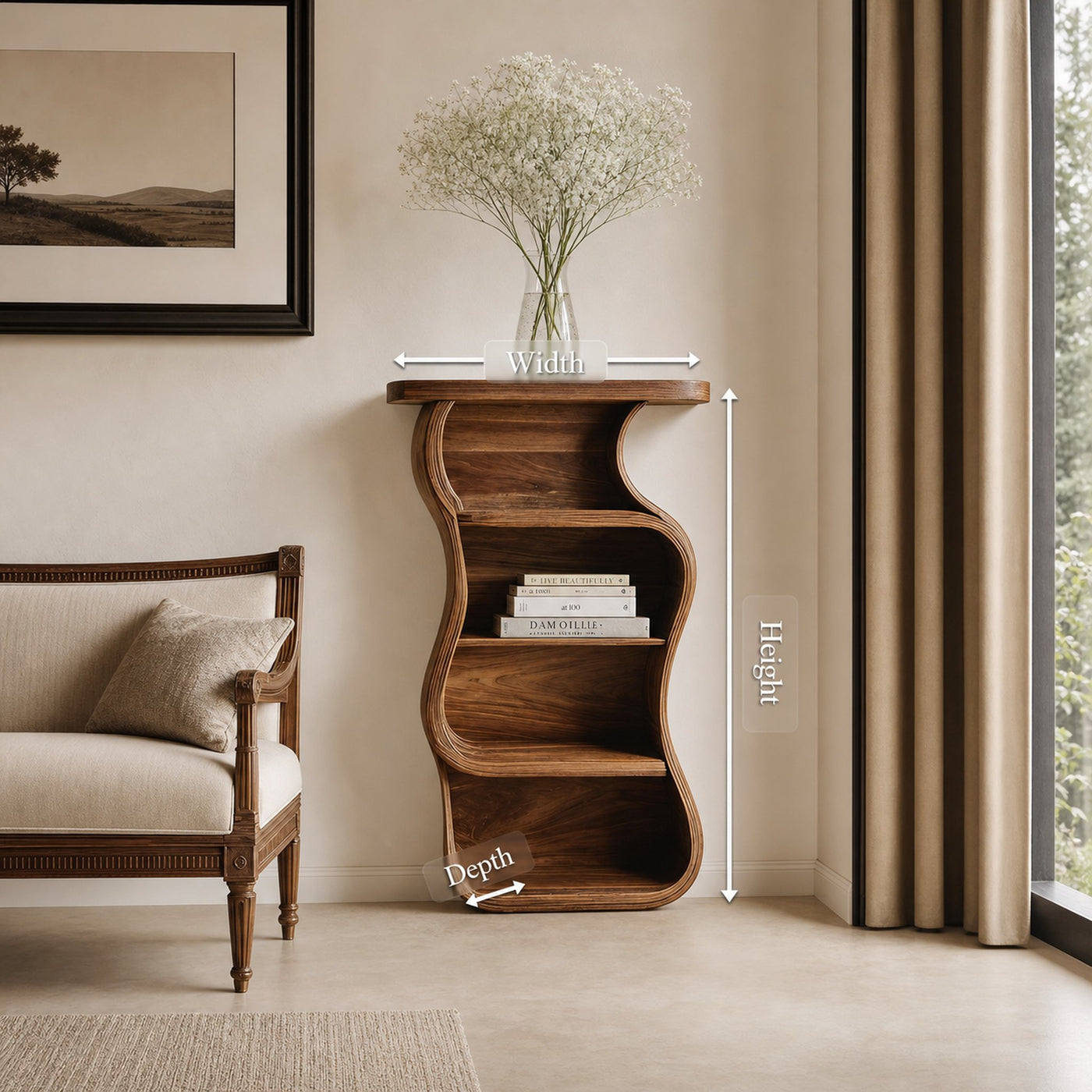 Contemporary Nightstand Sculptural With Open Shelf For Bedroom - product view 8