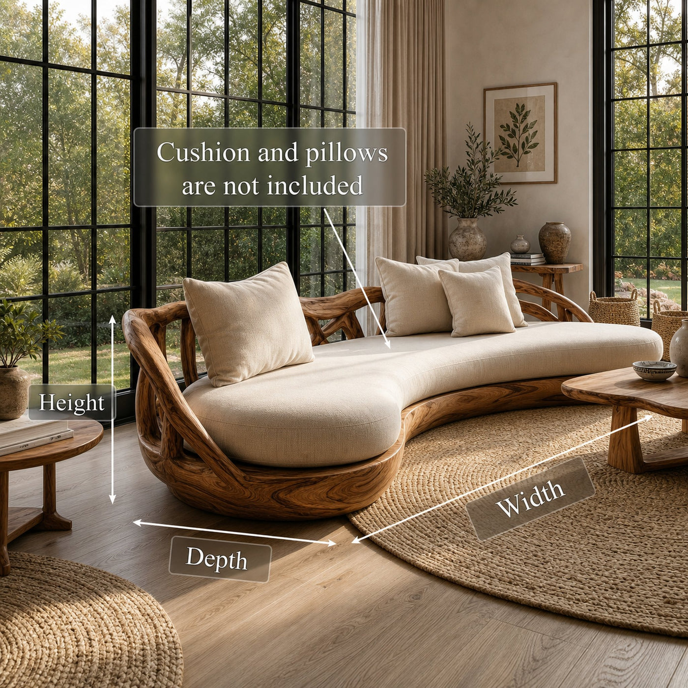 Contemporary Organic Sofa Solid Wood Frame Smooth Curved Design Living Room And Lounge - product view 8