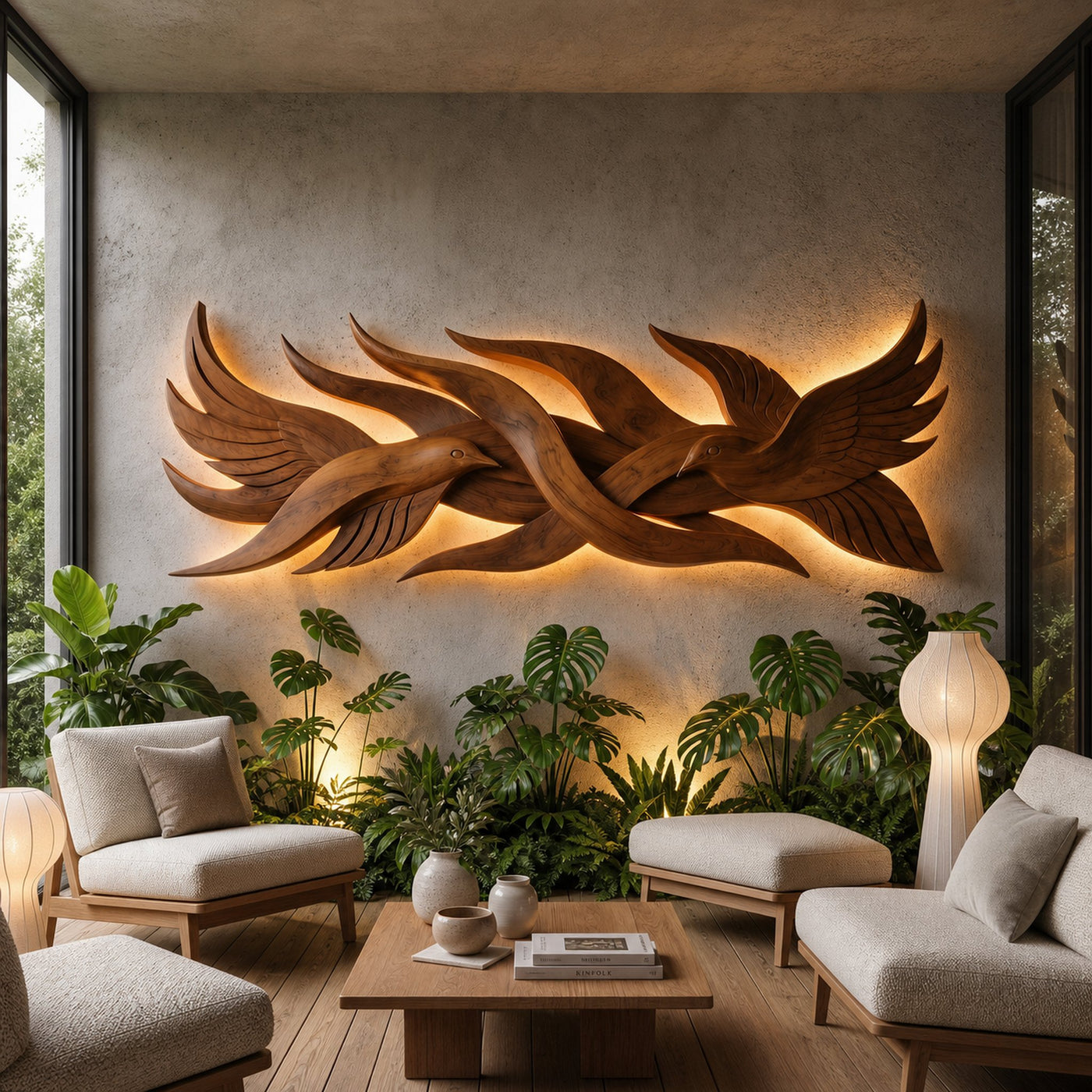 Contemporary Organic Wall Decor For Stair Landing Space