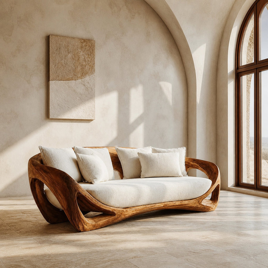 Contemporary Organic Wood Sofa For Living Room