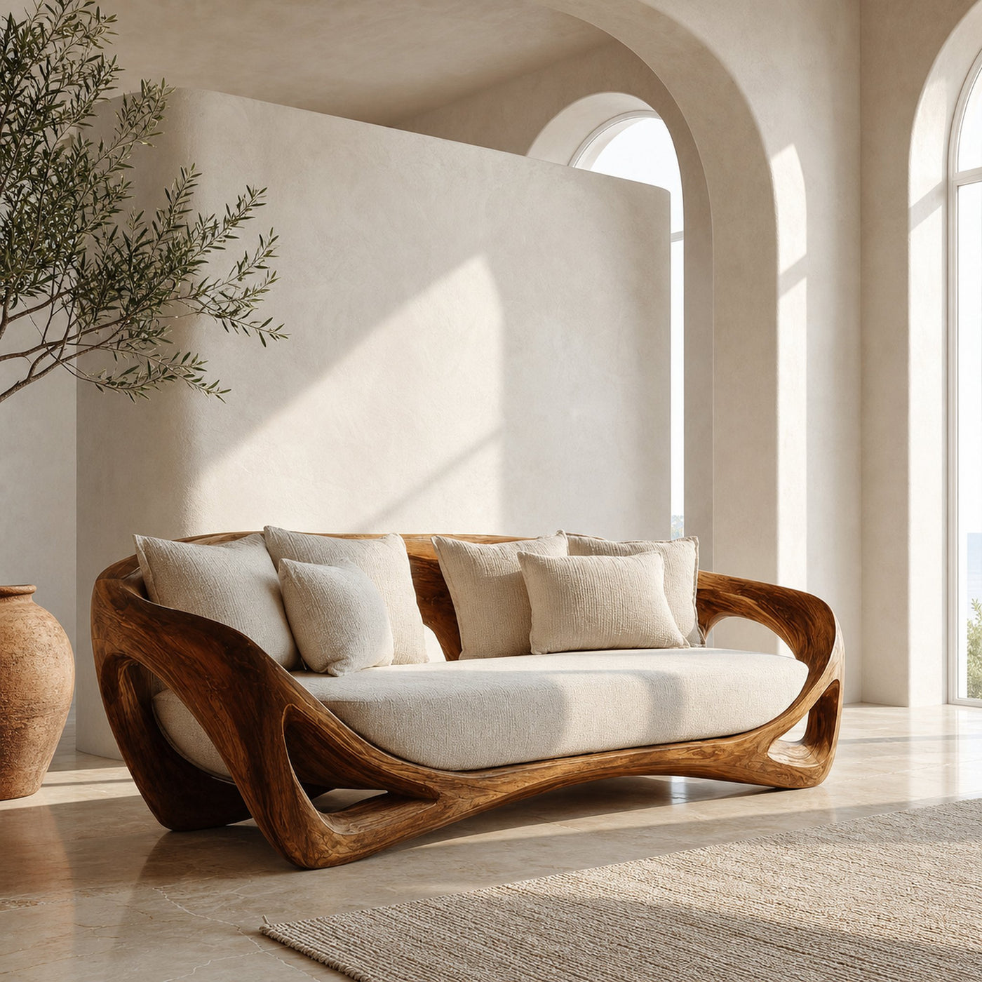 Contemporary Organic Wood Sofa For Living Room - product view 6