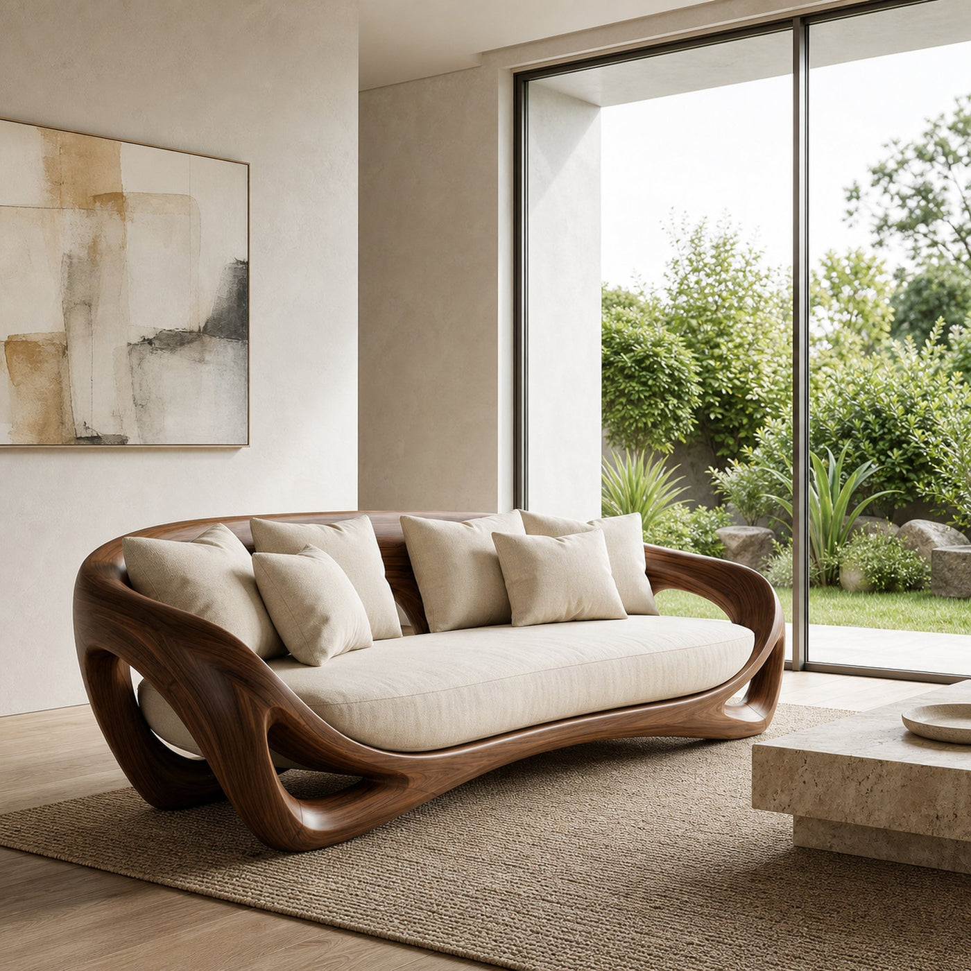 Contemporary Organic Wood Sofa For Living Room - product view 7