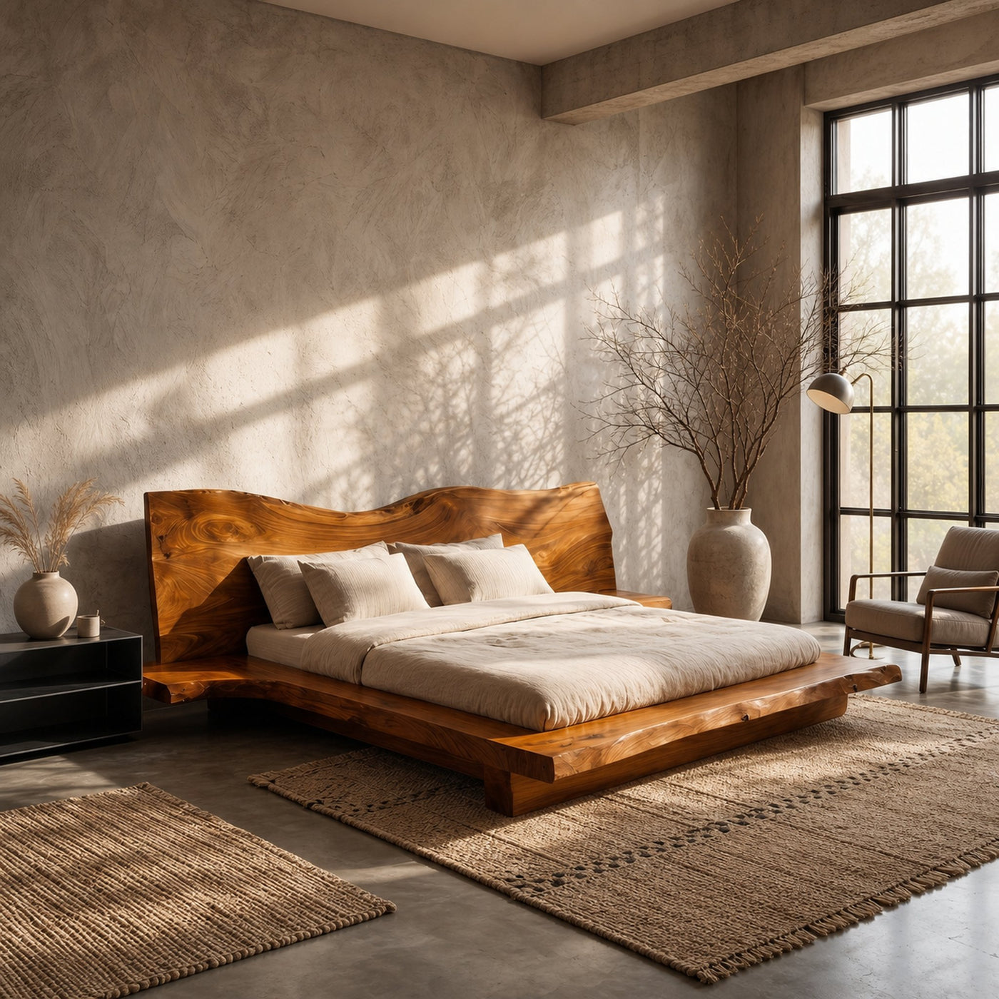 Contemporary Platform Bed Frame With Solid Wood Headboard For Bedroom - product view 6