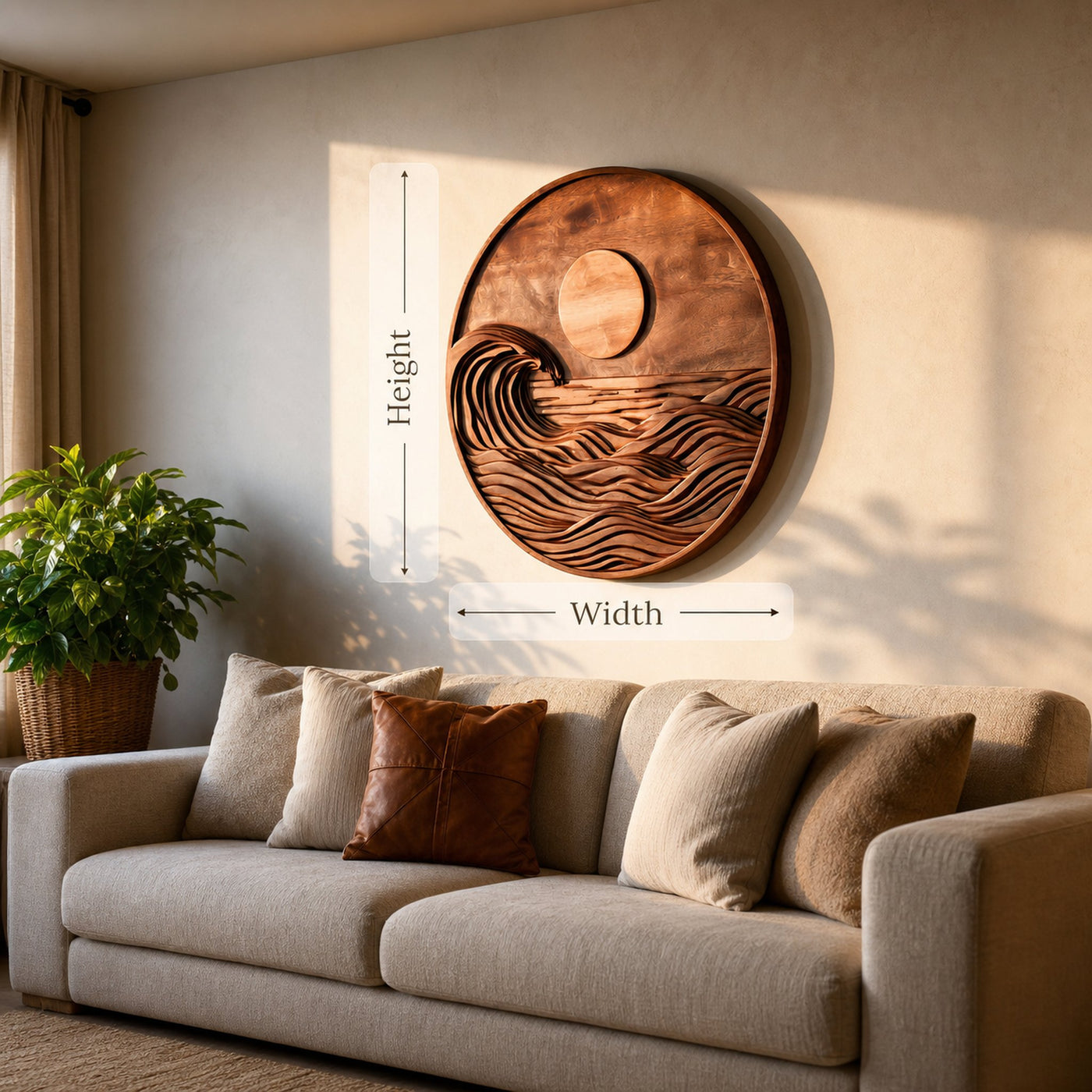 Contemporary Round Wall Art Ocean Wave For Living Room - product view 8