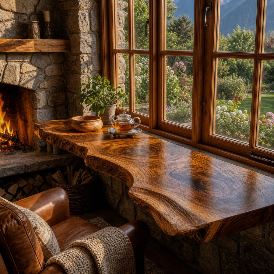 Contemporary Rustic Floating Shelf Solid Wood Live Edge Corner Design Kitchen And Living Room