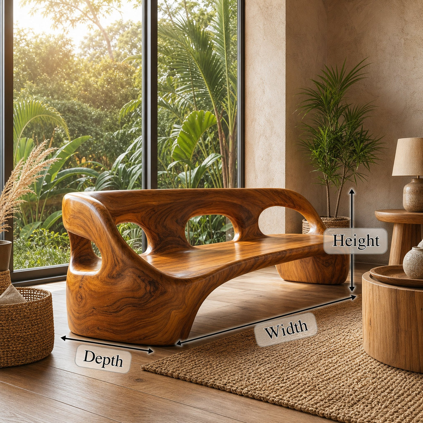 Contemporary Sculptural Sofa Frame With Curved Solid Wood Design For Living Room - product view 8