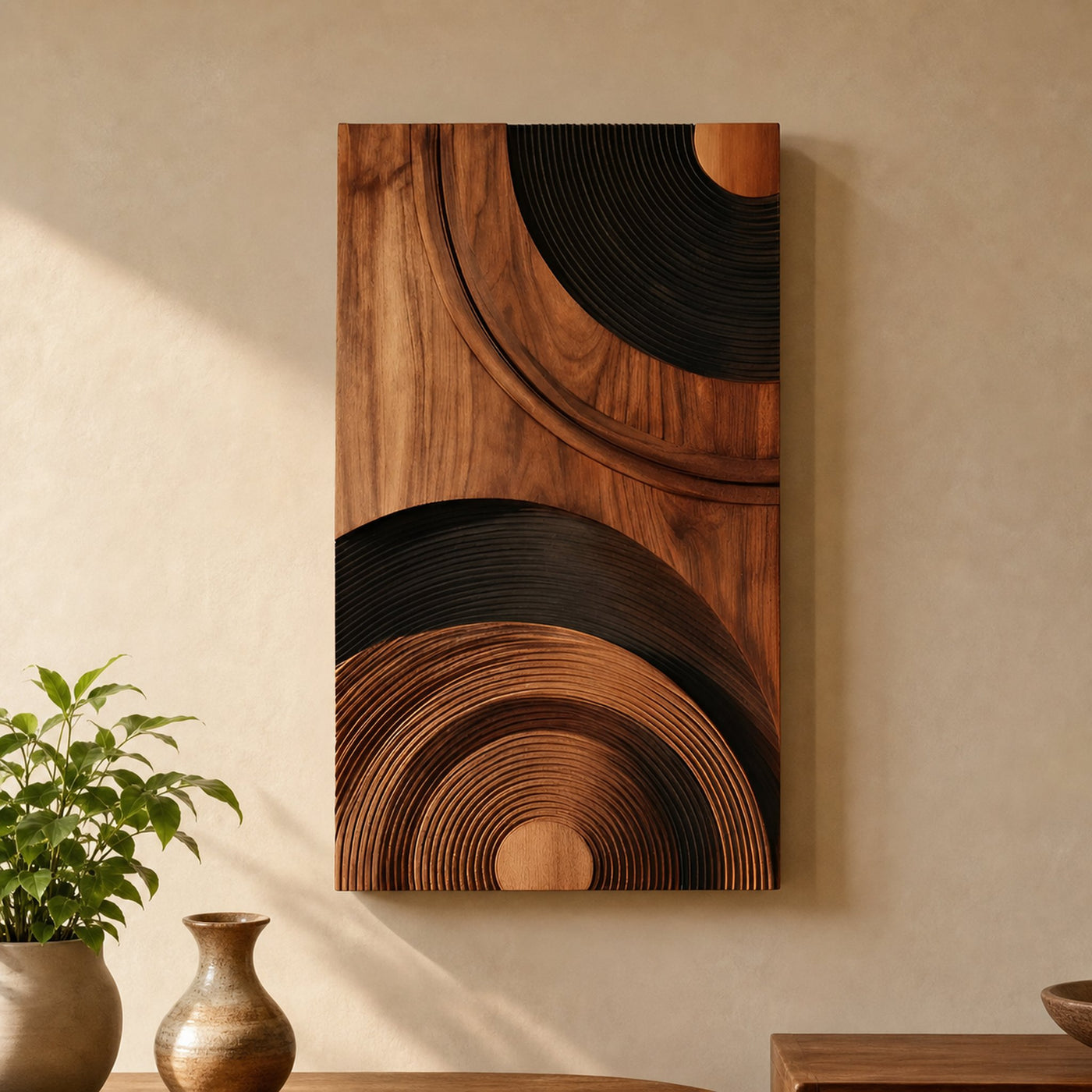 Contemporary Sculptural Wall Art Panel For Hallway Decor