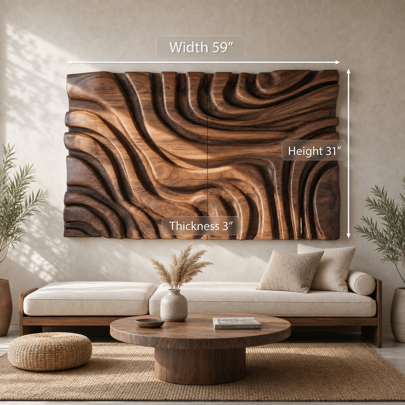 Contemporary Sculptural Wall Art With Bold Carved Layers For Bedroom - product view 6
