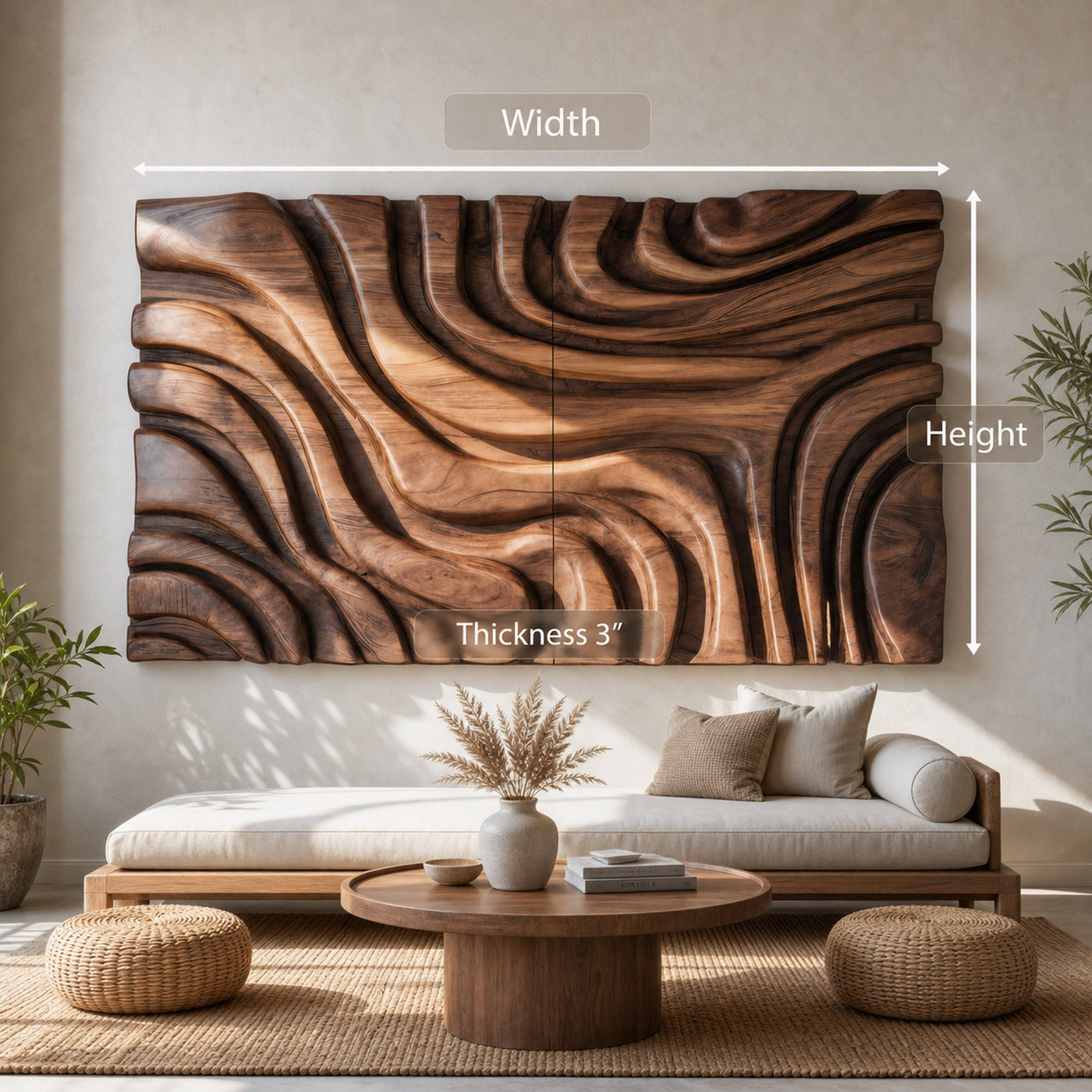 Contemporary Sculptural Wall Art With Bold Carved Layers For Bedroom - product view 8