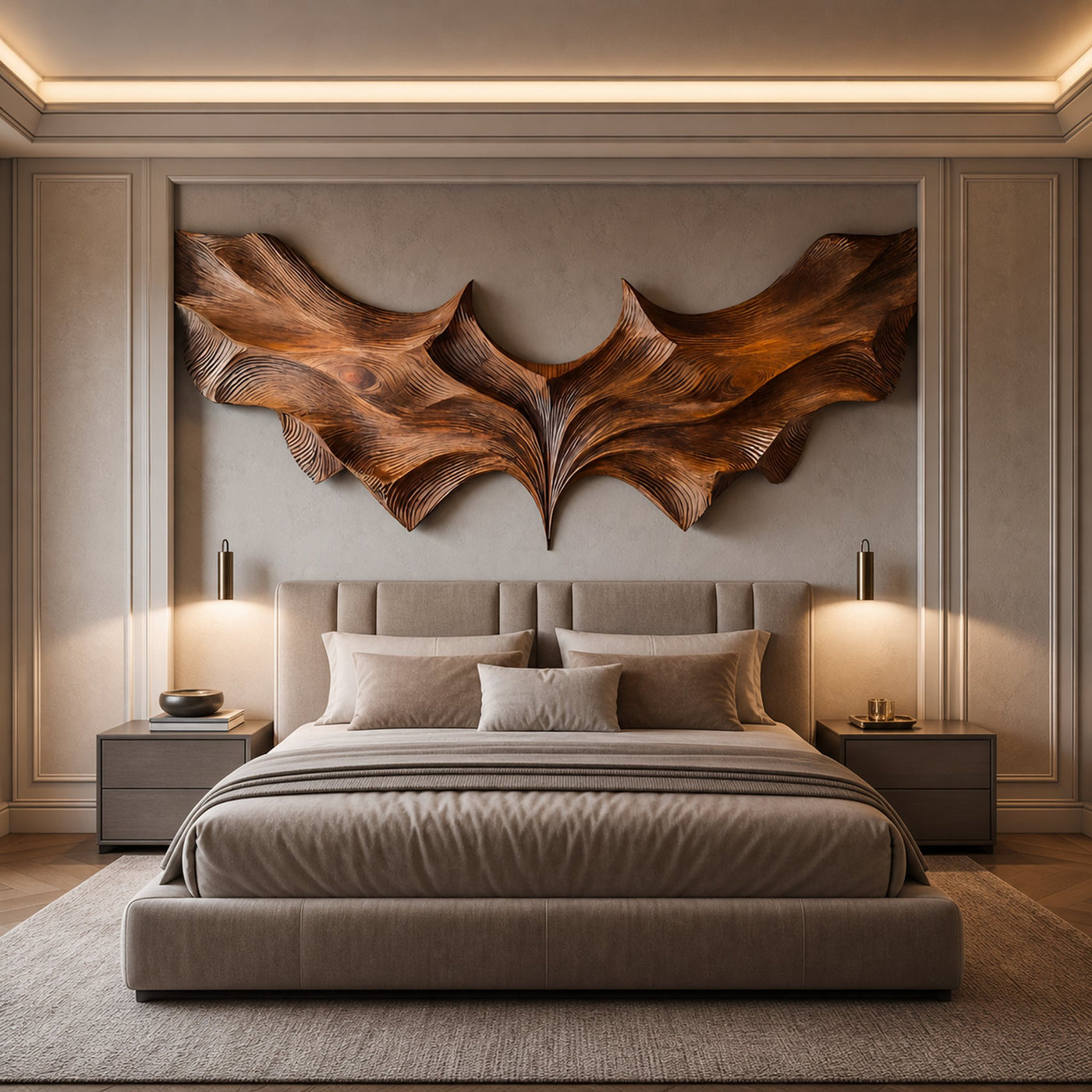Contemporary Sculptural Wood Bat Wall Art For Living Room - product view 6