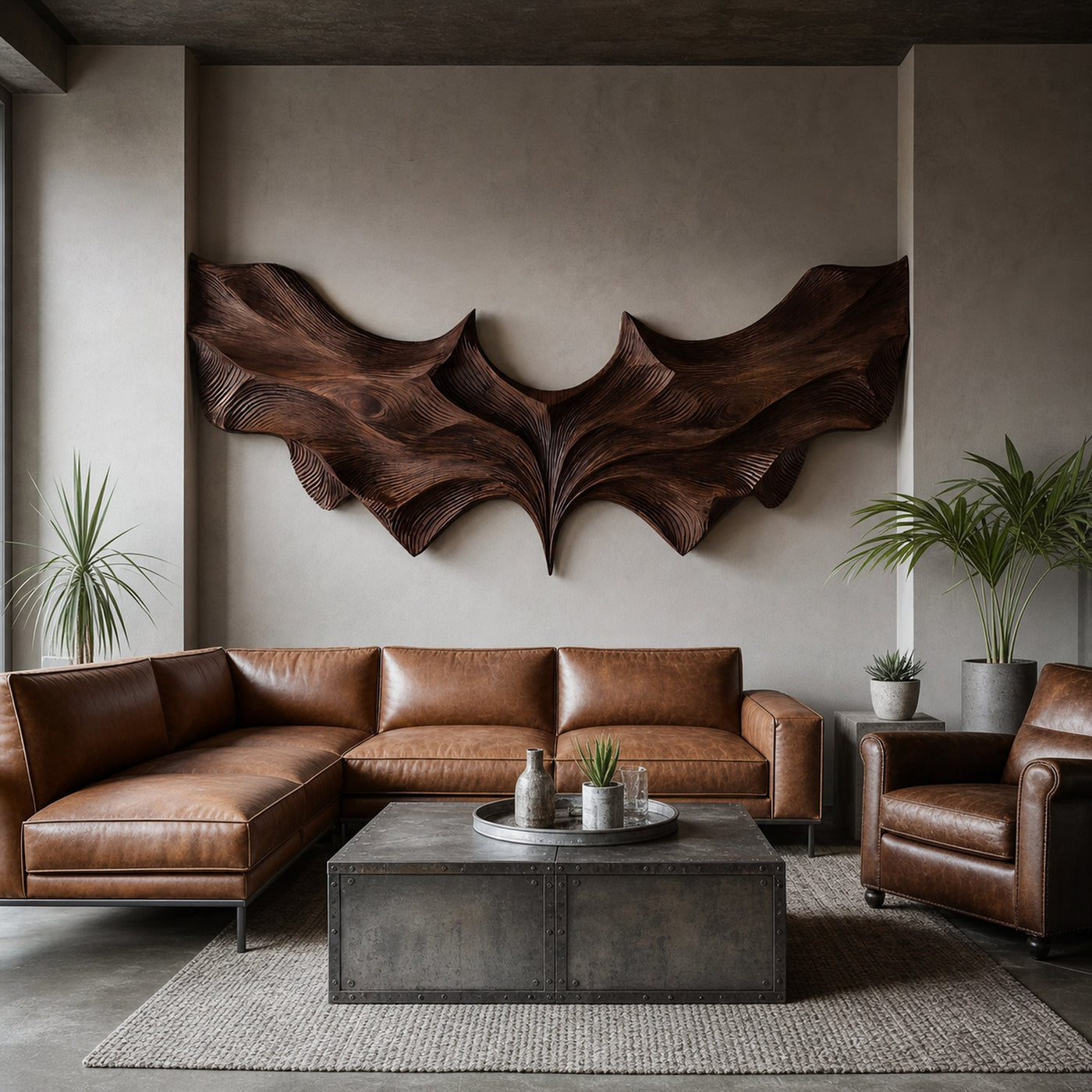 Contemporary Sculptural Wood Bat Wall Art For Living Room - product view 7