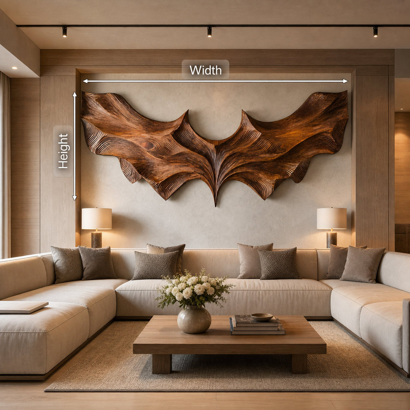 Contemporary Sculptural Wood Bat Wall Art For Living Room - product view 8