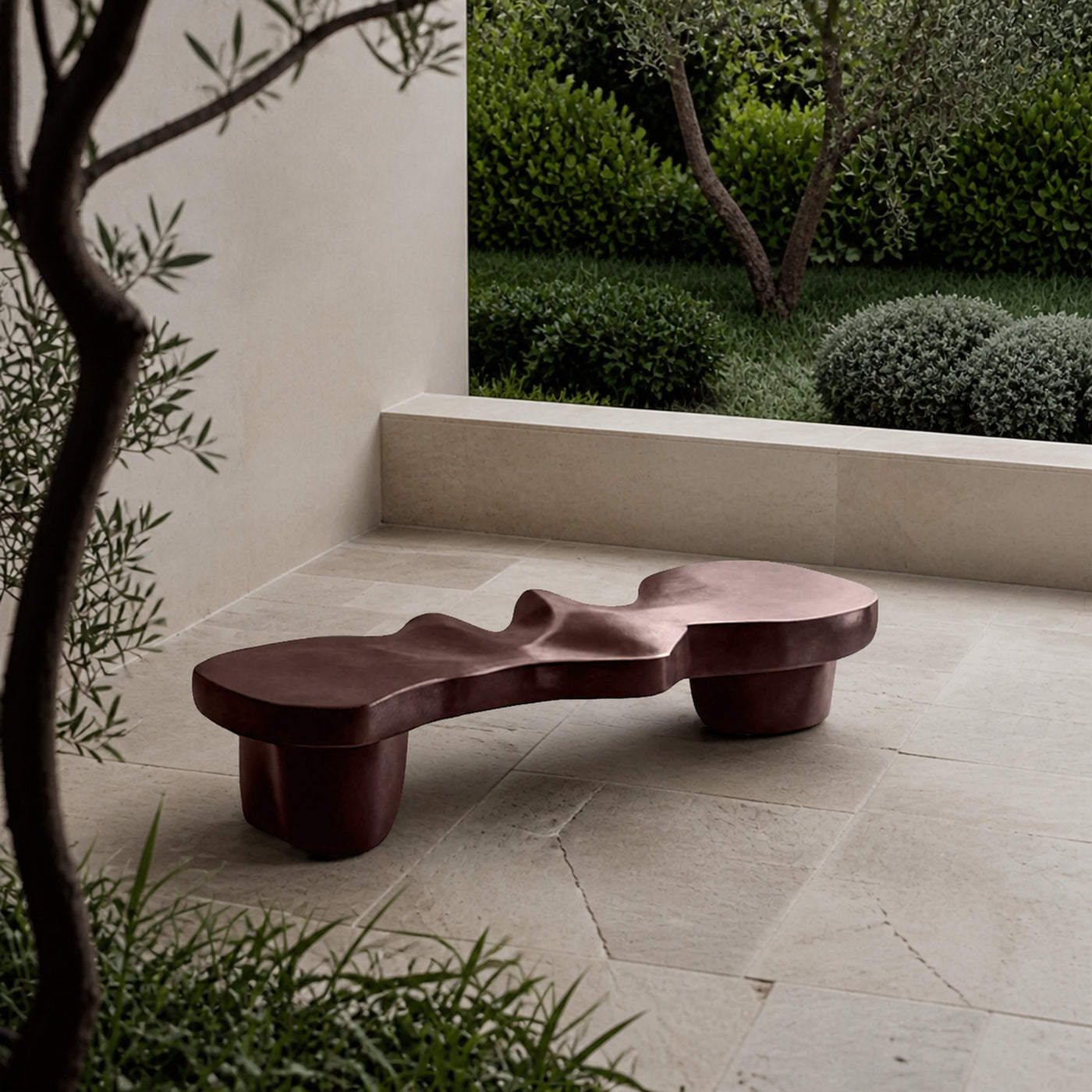 Contemporary Sculptural Wood Bench For Modern Living Room Or Gallery - product view 7