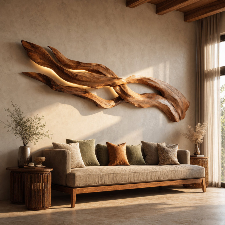 Contemporary Sculptural Wood Wall Art For Home Style