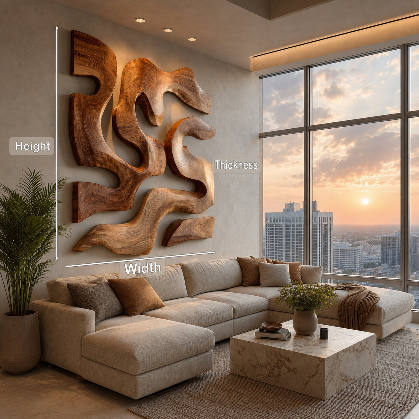 Contemporary Sculptural Wood Wall Art For Modern Living Room - product view 6
