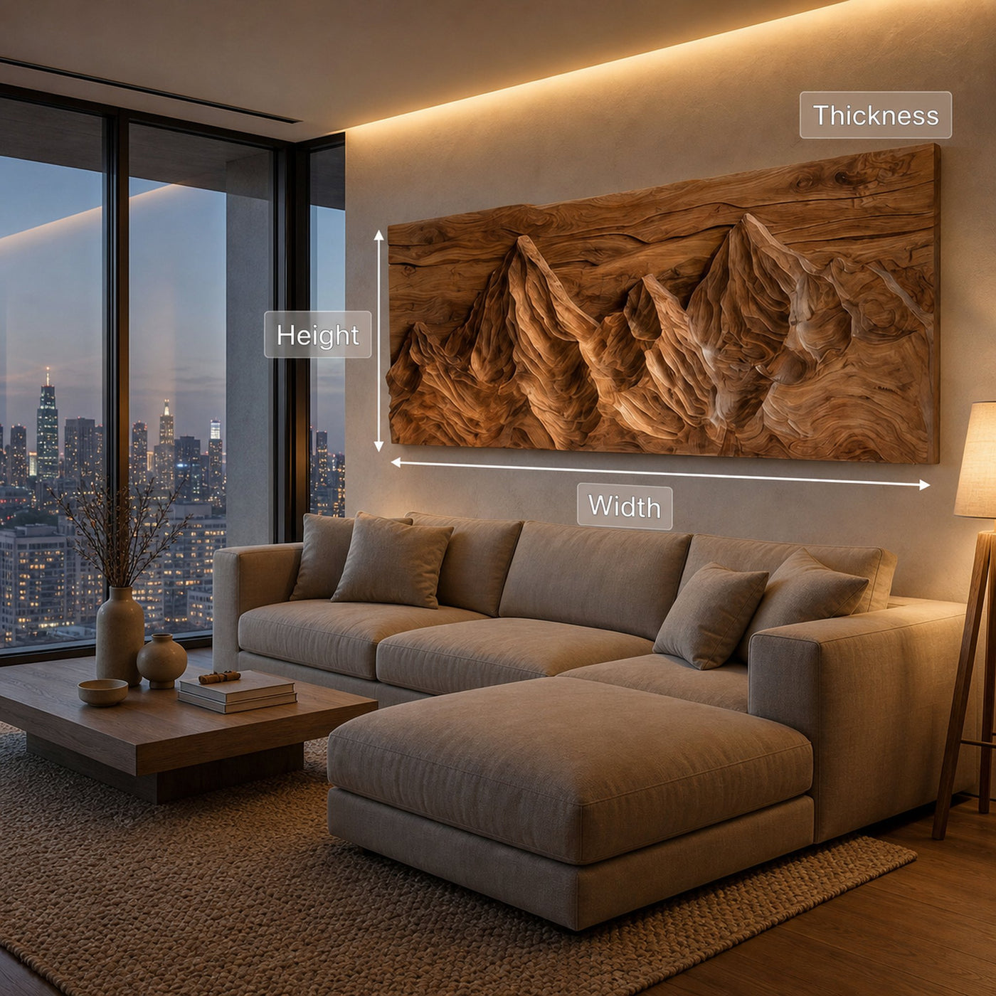 Contemporary Sculptural Wood Wall Art Mountain Design For Living Room - product view 8