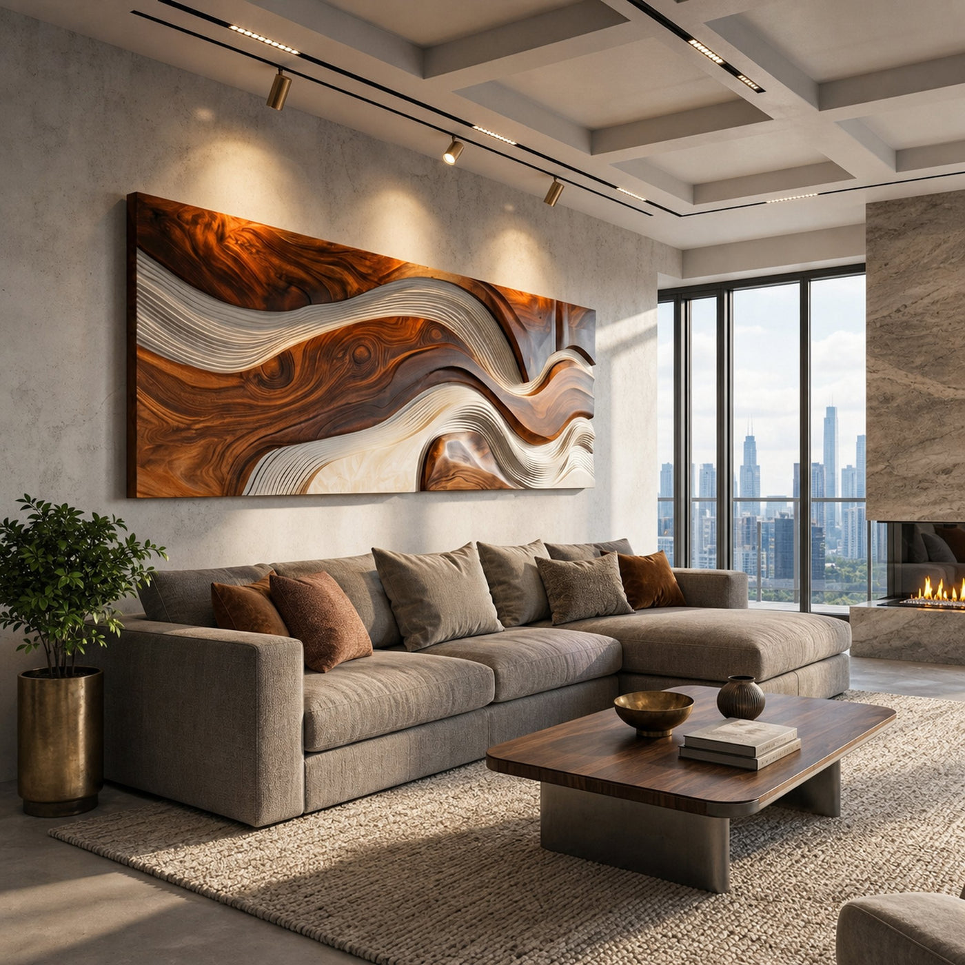 Contemporary Sculpture Wooden Wall Art For Living Room