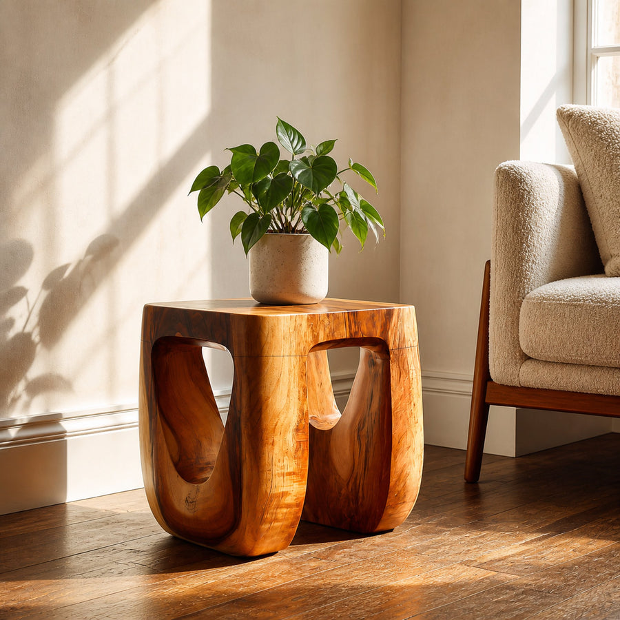Contemporary Side Table Unique Base Design For Living Decor