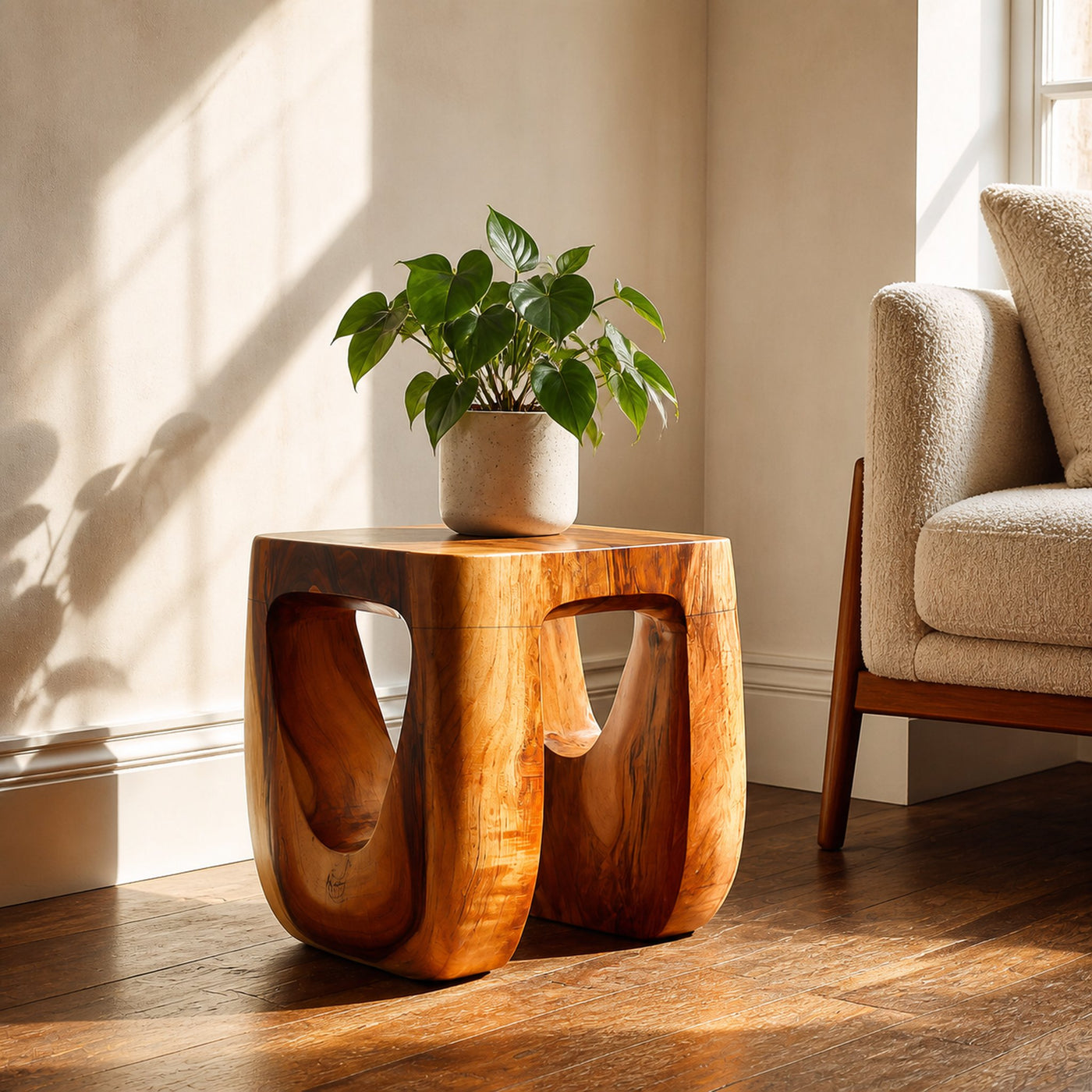 Contemporary Side Table Unique Base Design For Living Decor