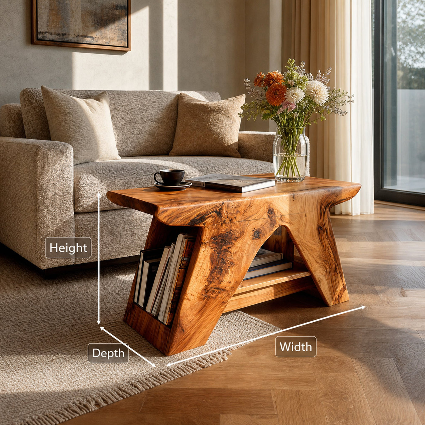 Contemporary Side Table With Shelf Storage For Small Space - product view 6