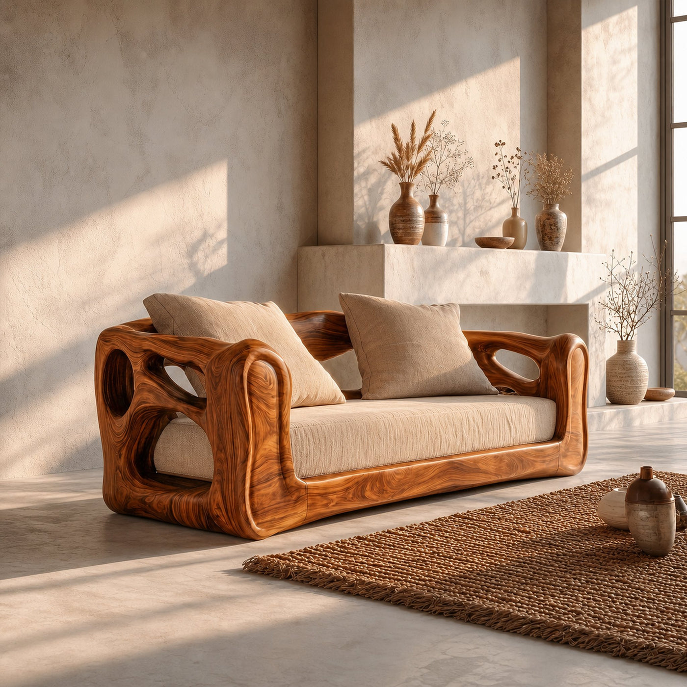 Contemporary Sofa Frame With Organic Flowing Wood Design For Living Room - product view 6