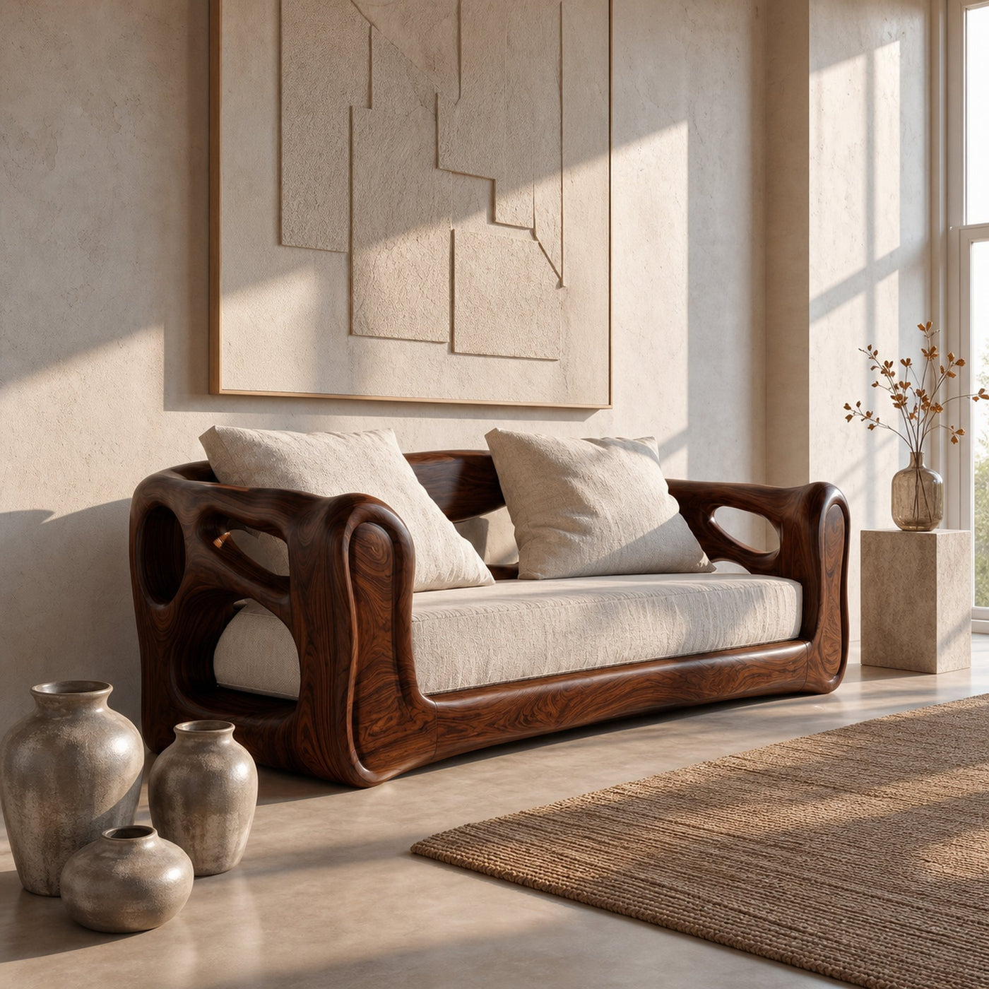 Contemporary Sofa Frame With Organic Flowing Wood Design For Living Room - product view 7