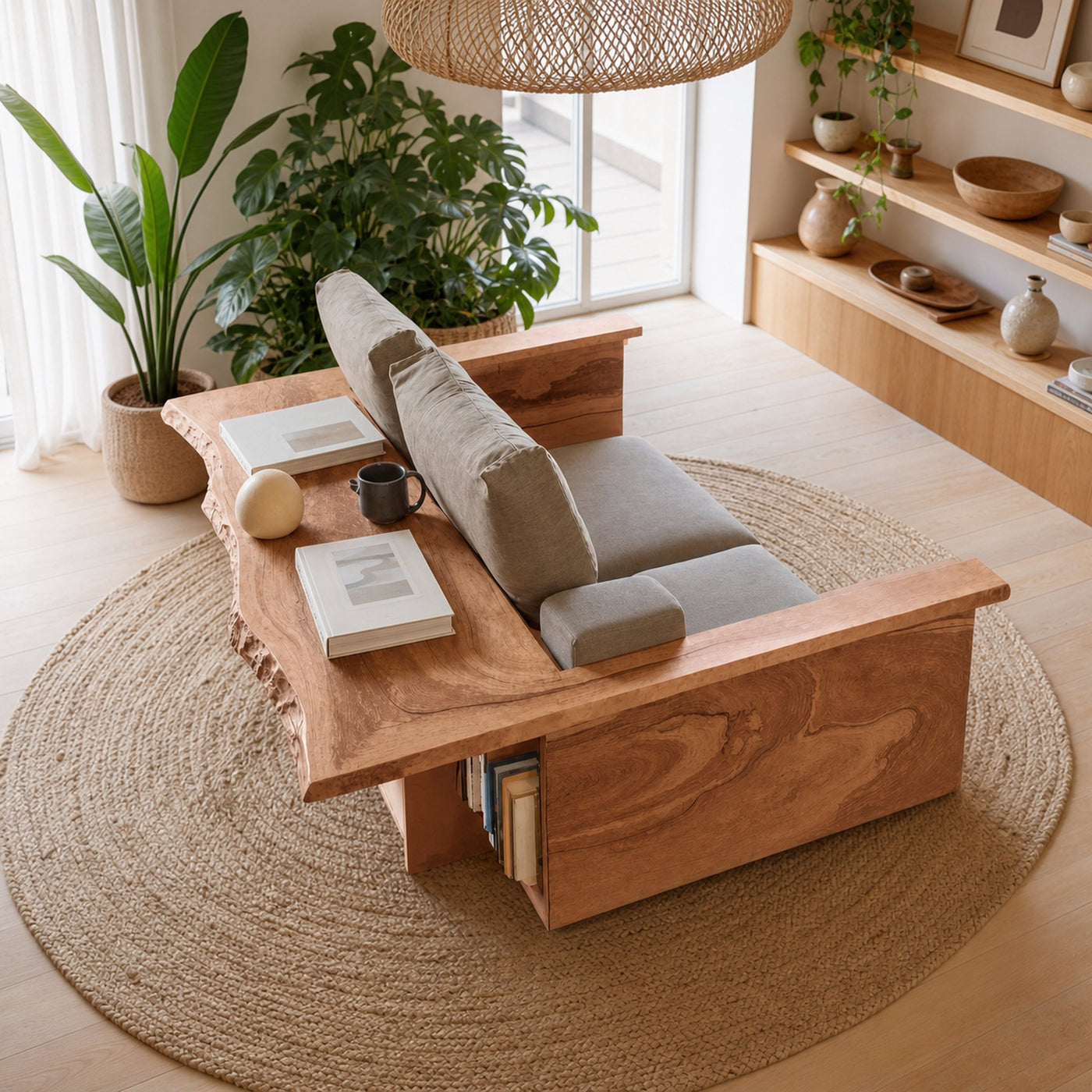 Contemporary Sofa With Built In Side Table For Living Room - product view 6