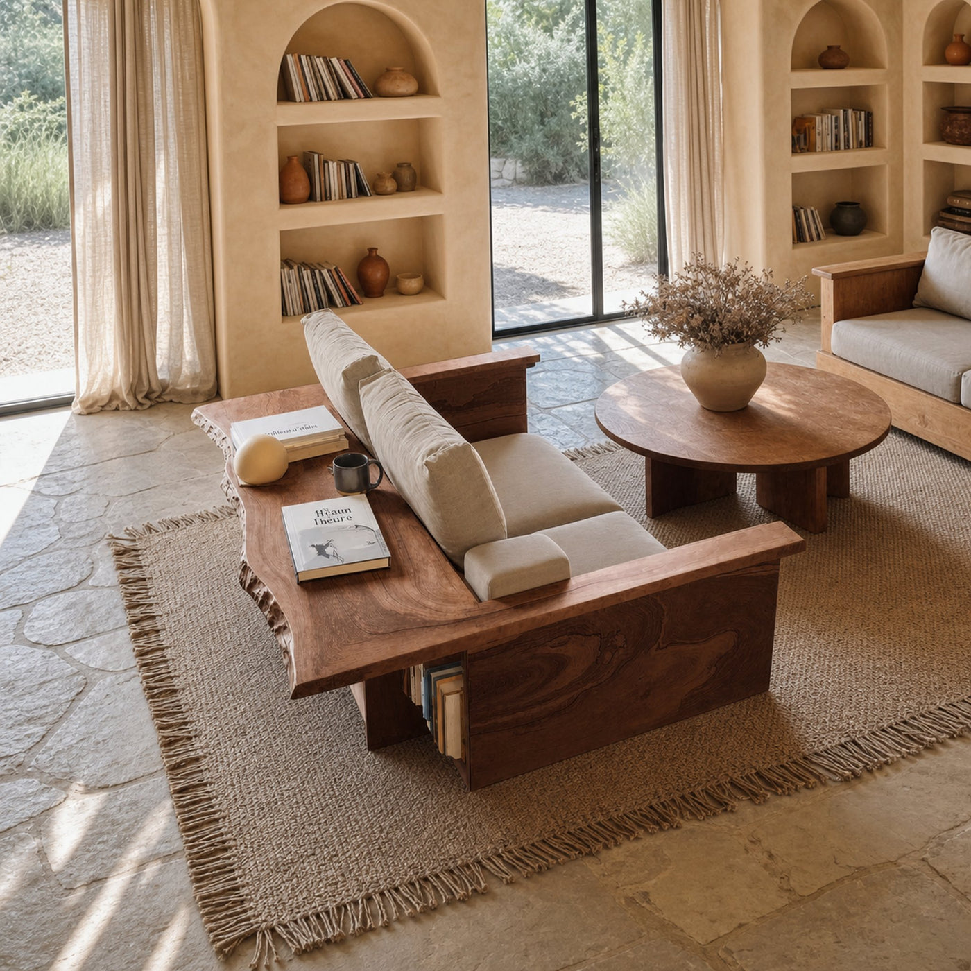 Contemporary Sofa With Built In Side Table For Living Room - product view 7
