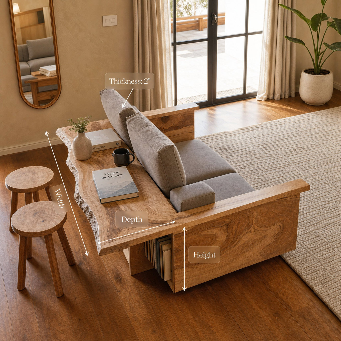 Contemporary Sofa With Built In Side Table For Living Room - product view 8