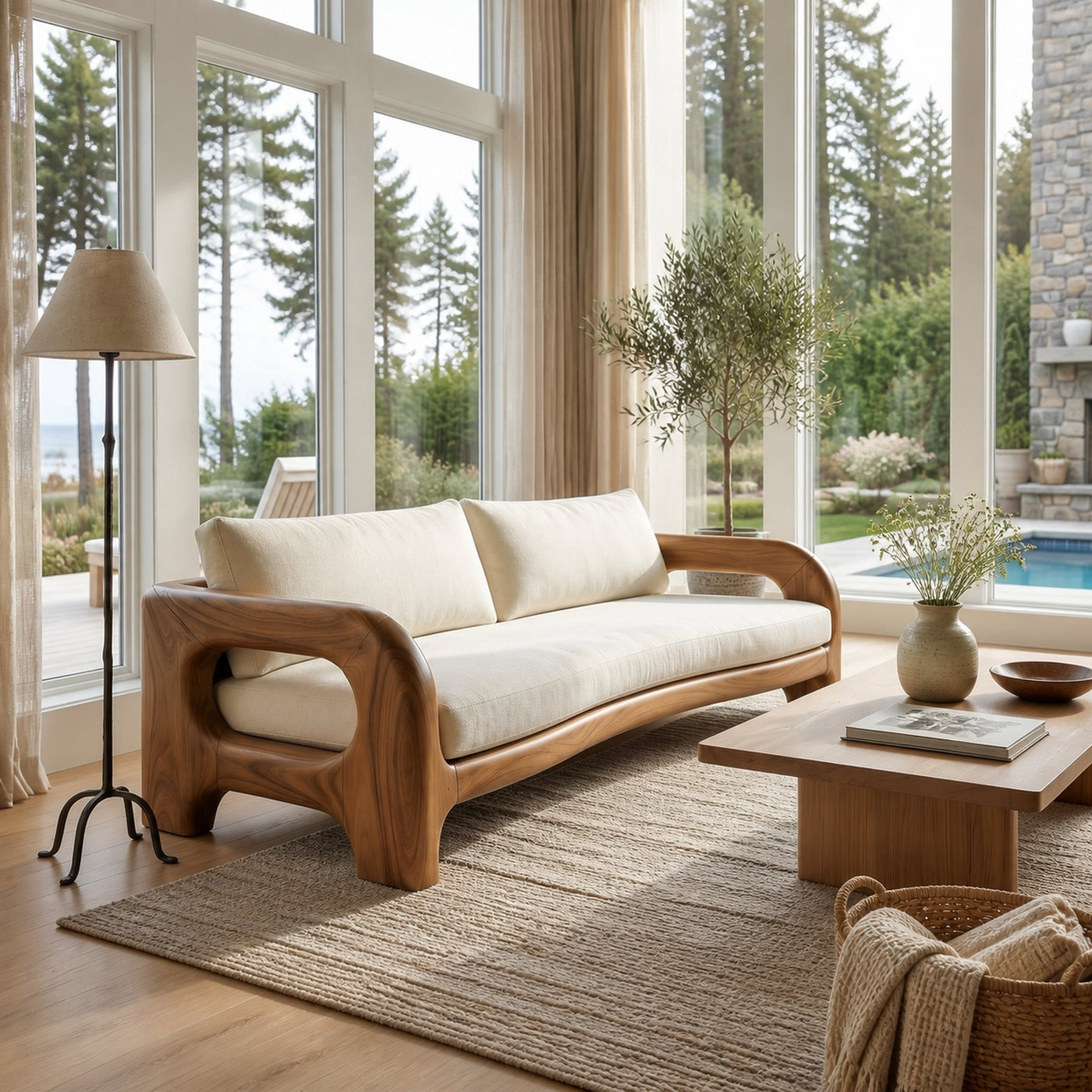 Contemporary Solid Wood Sofa With Architectural Frame For Modern Home - product view 6