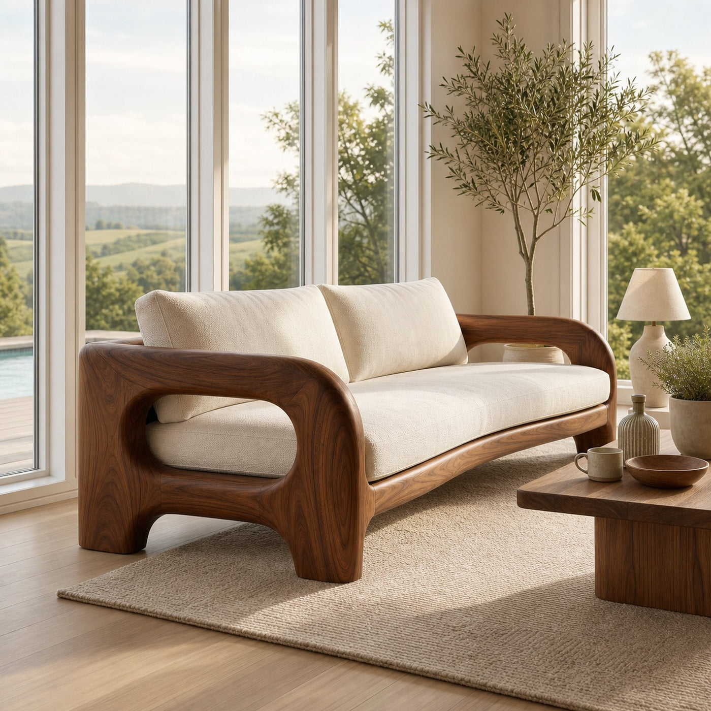 Contemporary Solid Wood Sofa With Architectural Frame For Modern Home - product view 7