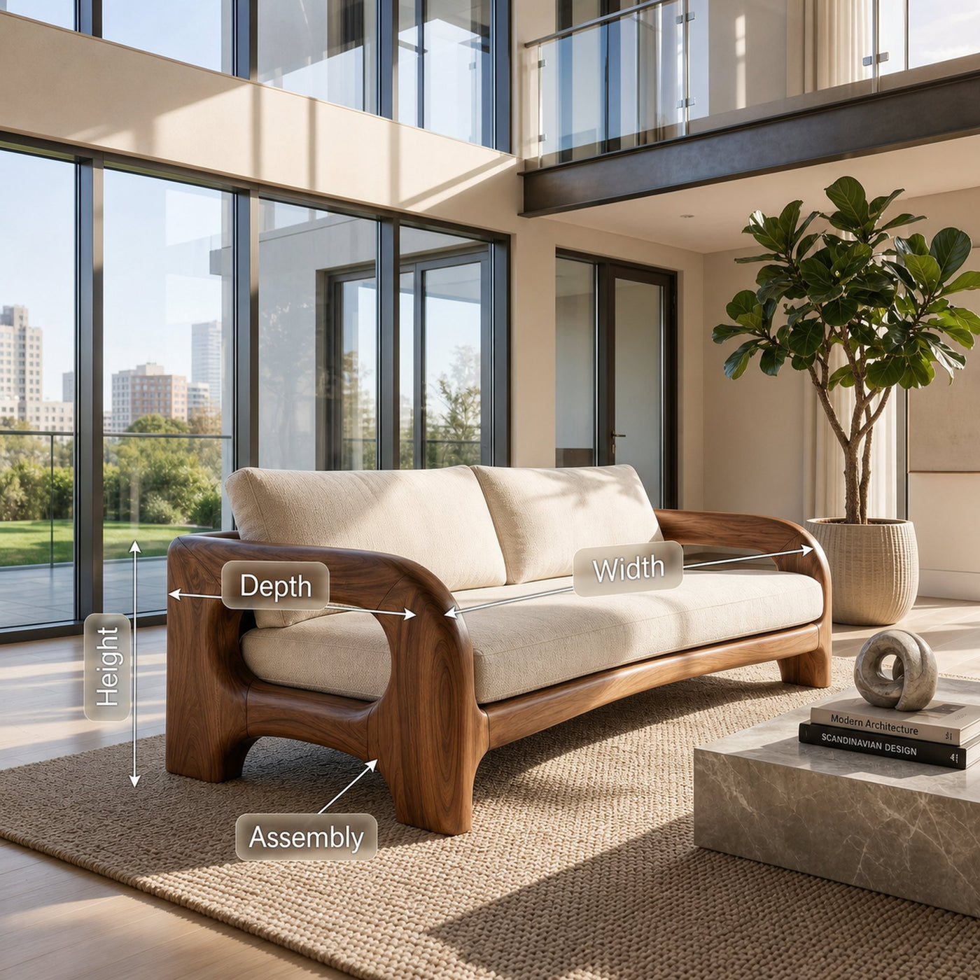 Contemporary Solid Wood Sofa With Architectural Frame For Modern Home - product view 8
